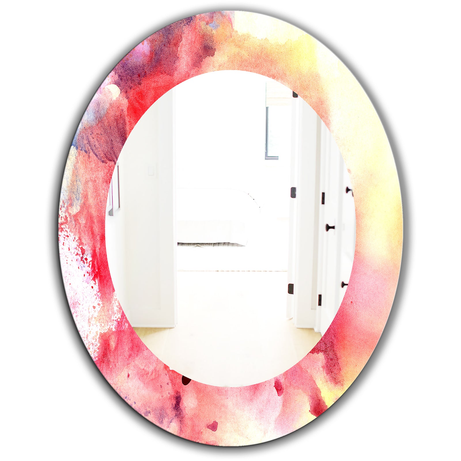 Pink Abstract - Mid-Century Mirror - Oval or Round Wall Mirror