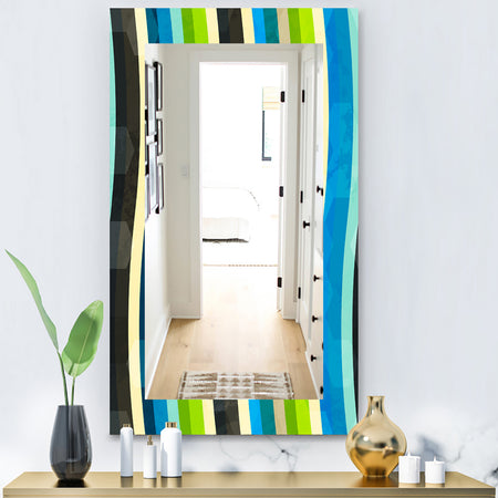Blue, Yellow, Blue, Green and Black Colored Curves - Modern Mirror - Wall Mirror