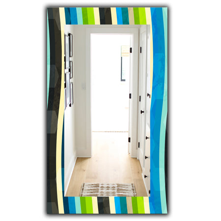 Blue, Yellow, Blue, Green and Black Colored Curves - Modern Mirror - Wall Mirror