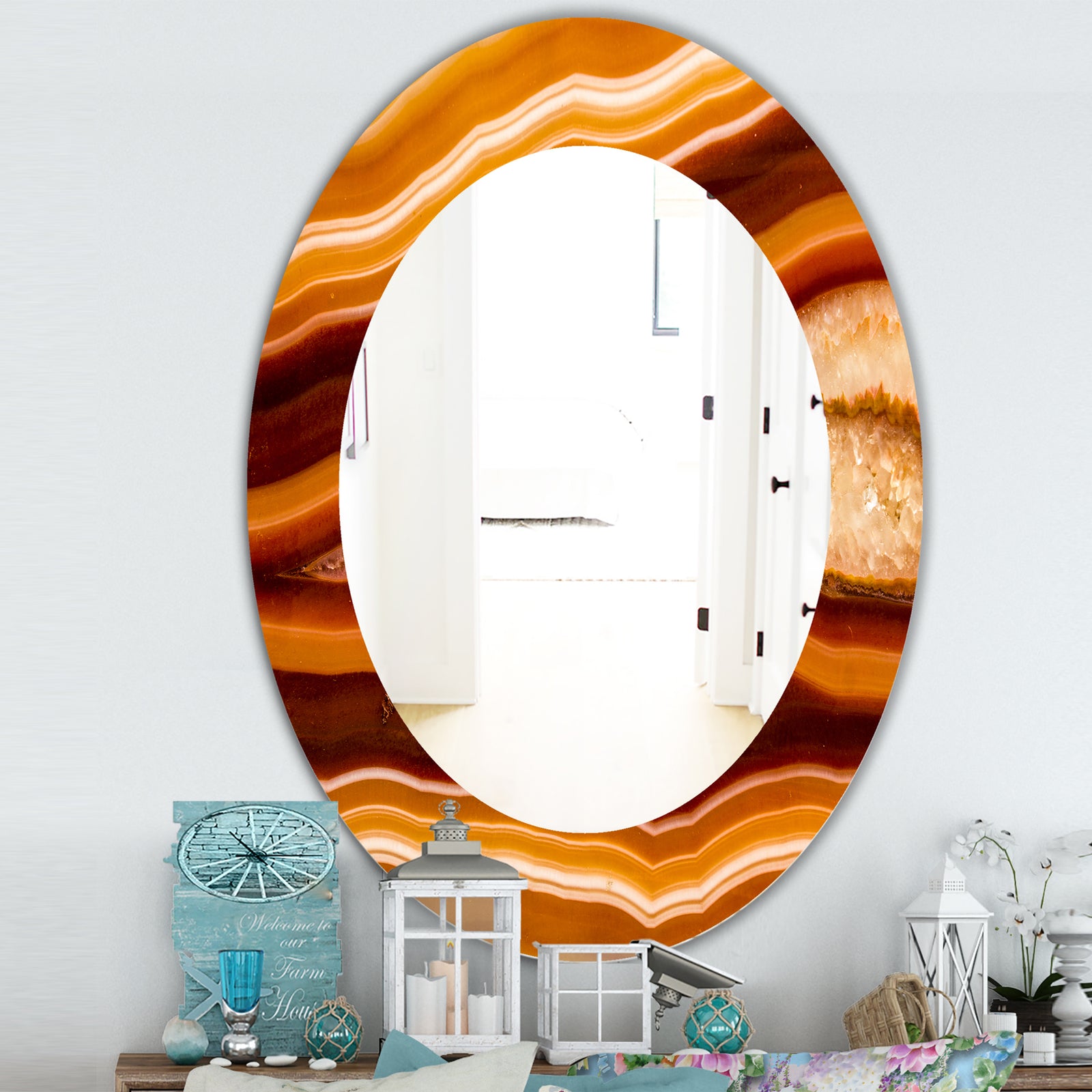 Marbled Geode 1 - Traditional Mirror - Oval or Round Wall Mirror