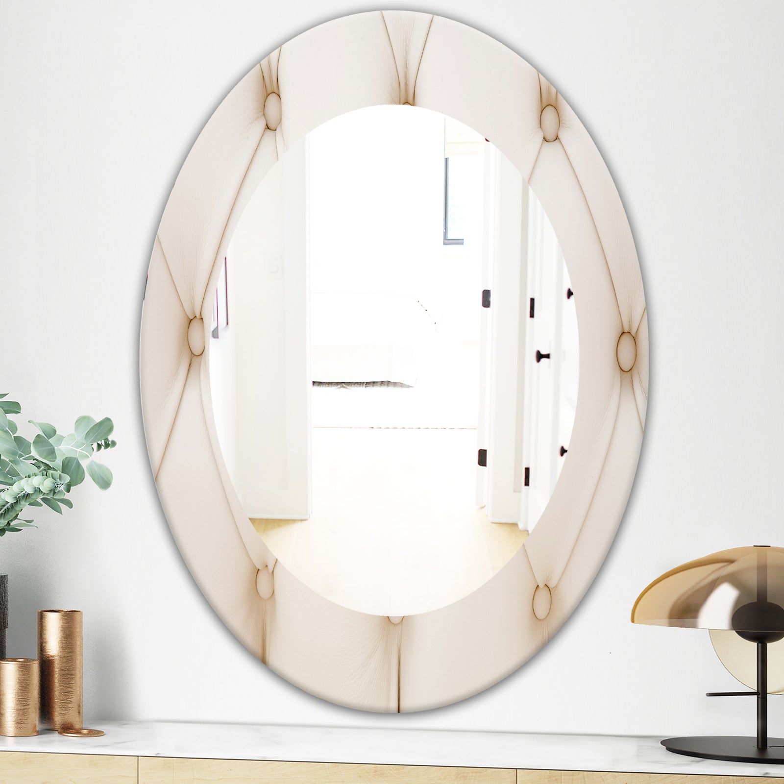 Leather Print II - Modern Mirror - Oval or Round Wall Mirror