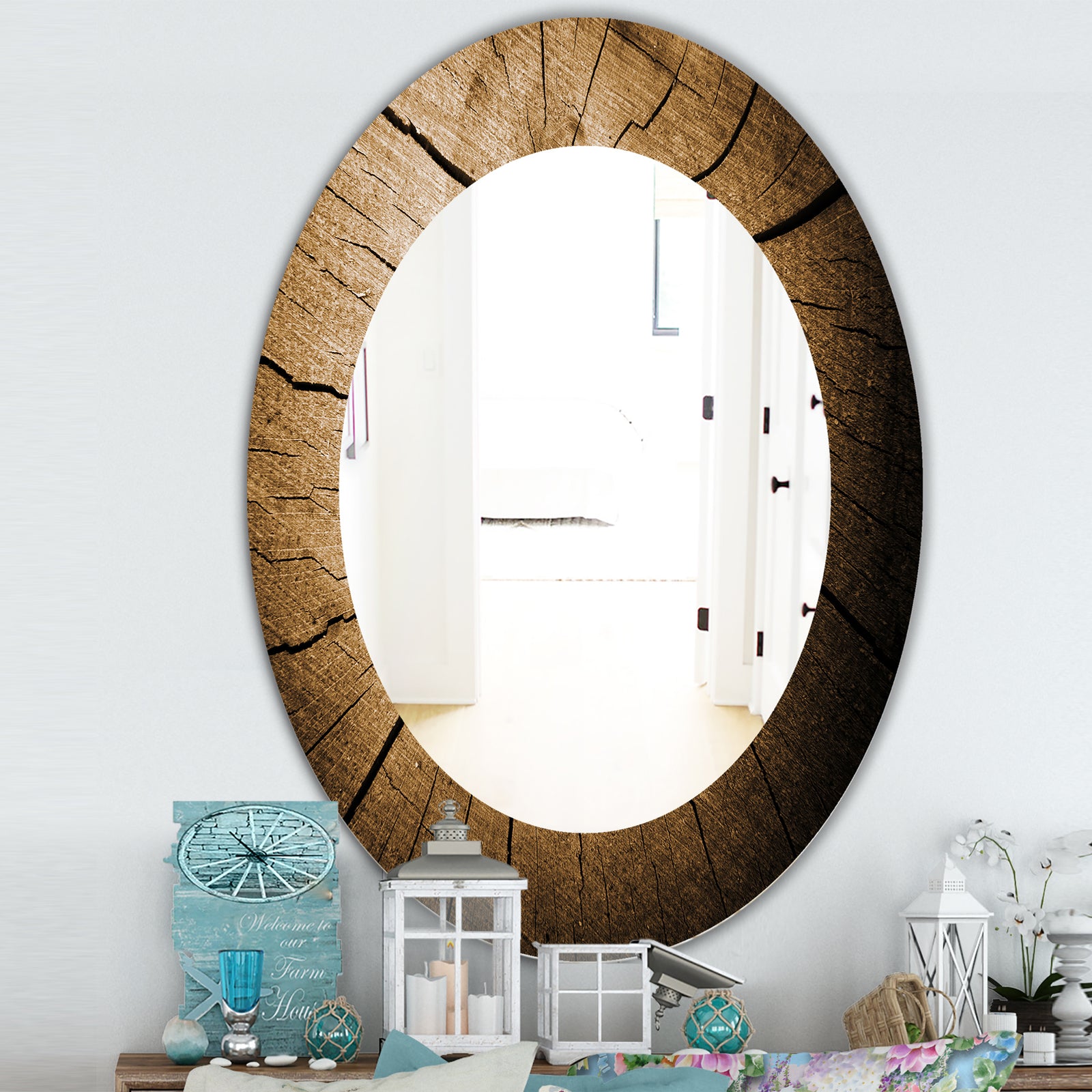 Wood Curve - Traditional Mirror - Oval or Round Wall Mirror