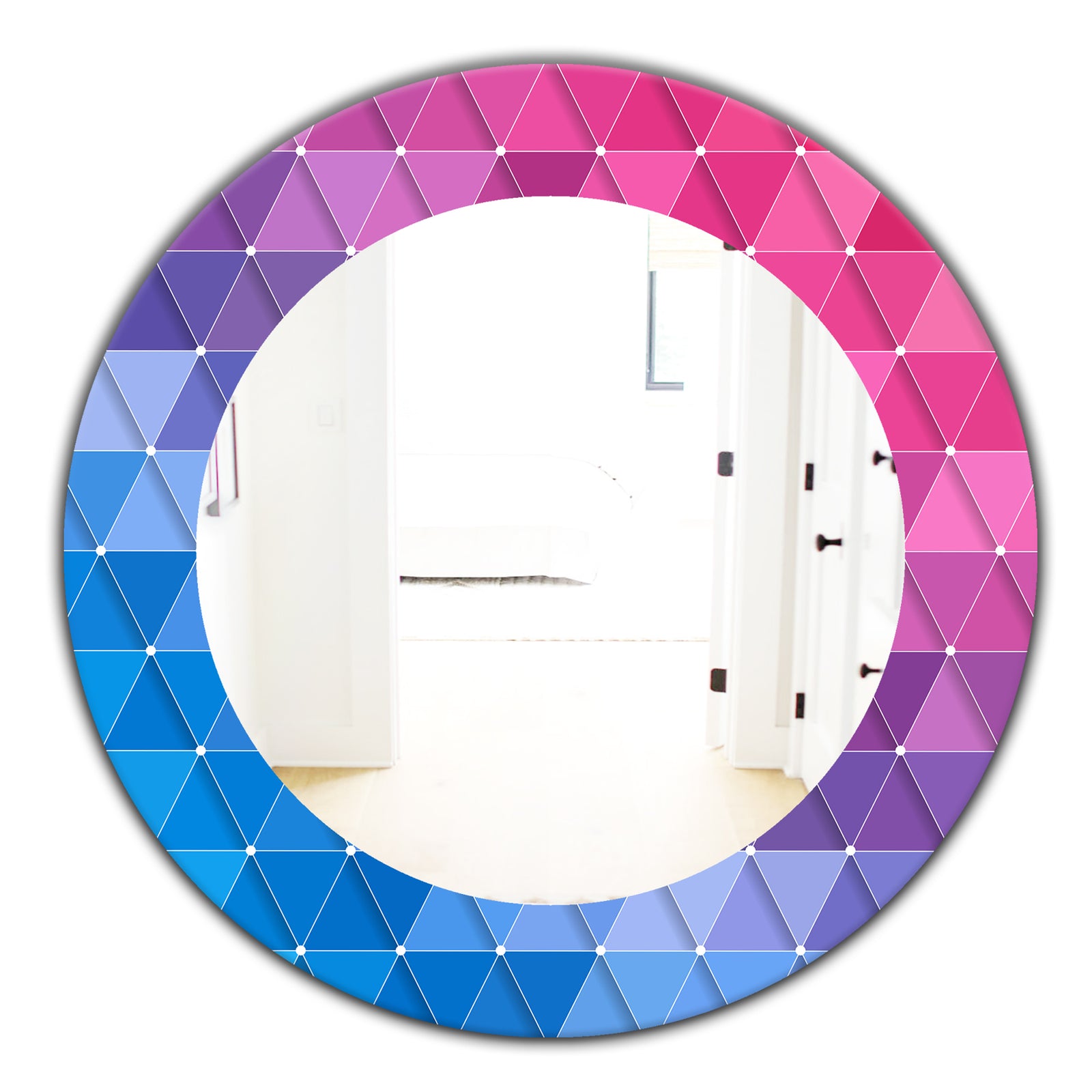 Triangular Colourfields 15 - Modern Mirror - Oval or Round Wall Mirror