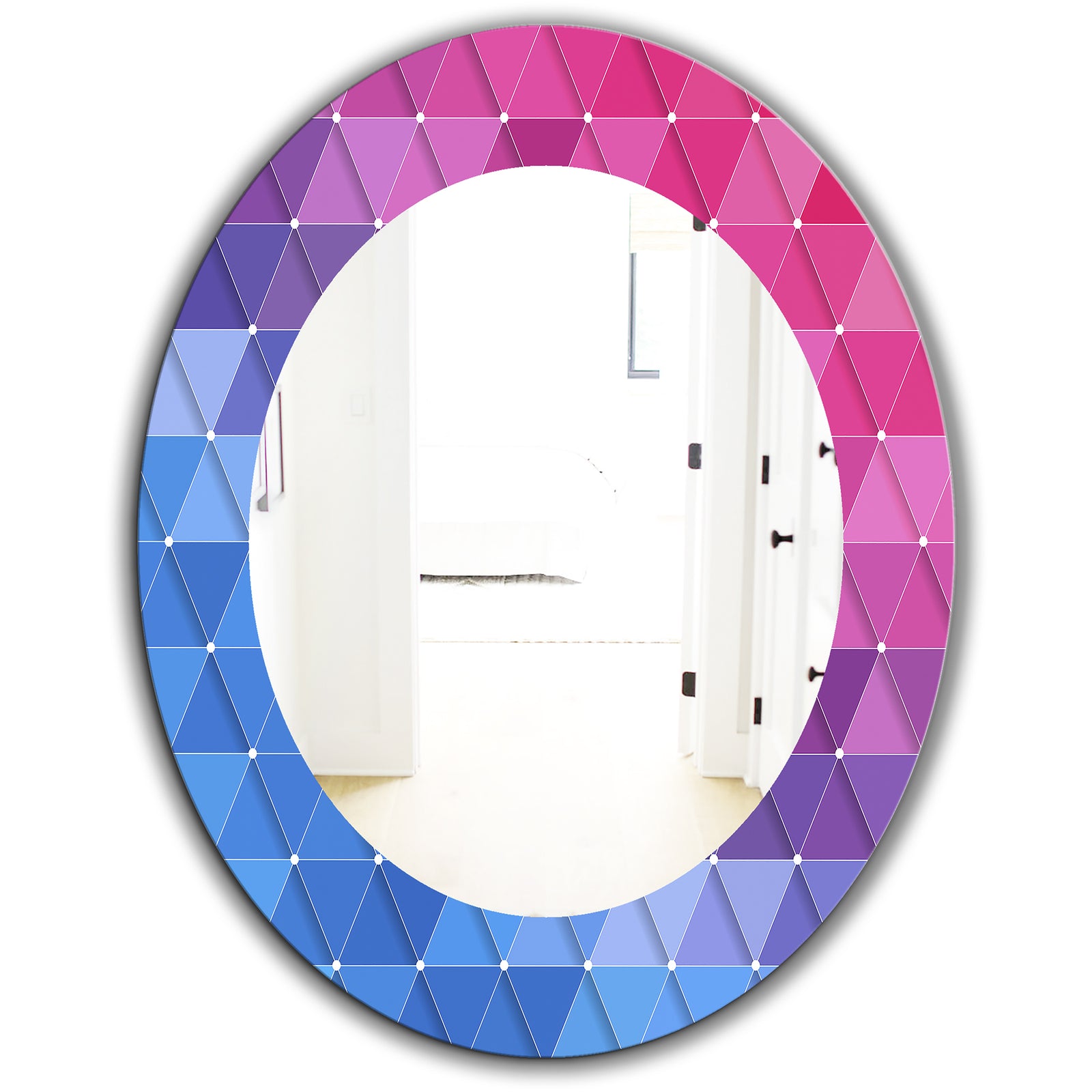 Triangular Colourfields 15 - Modern Mirror - Oval or Round Wall Mirror