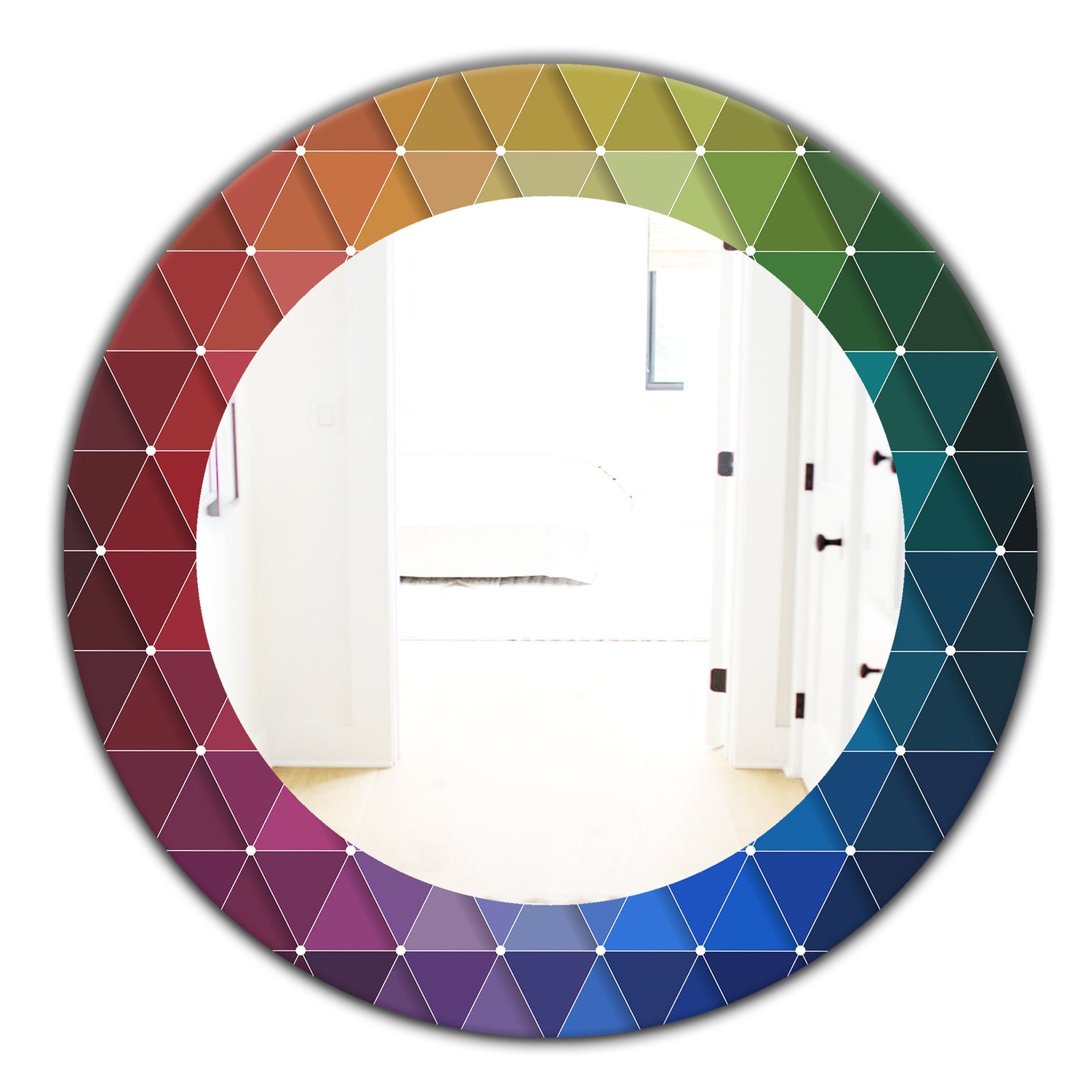 Triangular Colourfields 16 - Modern Mirror - Oval or Round Wall Mirror