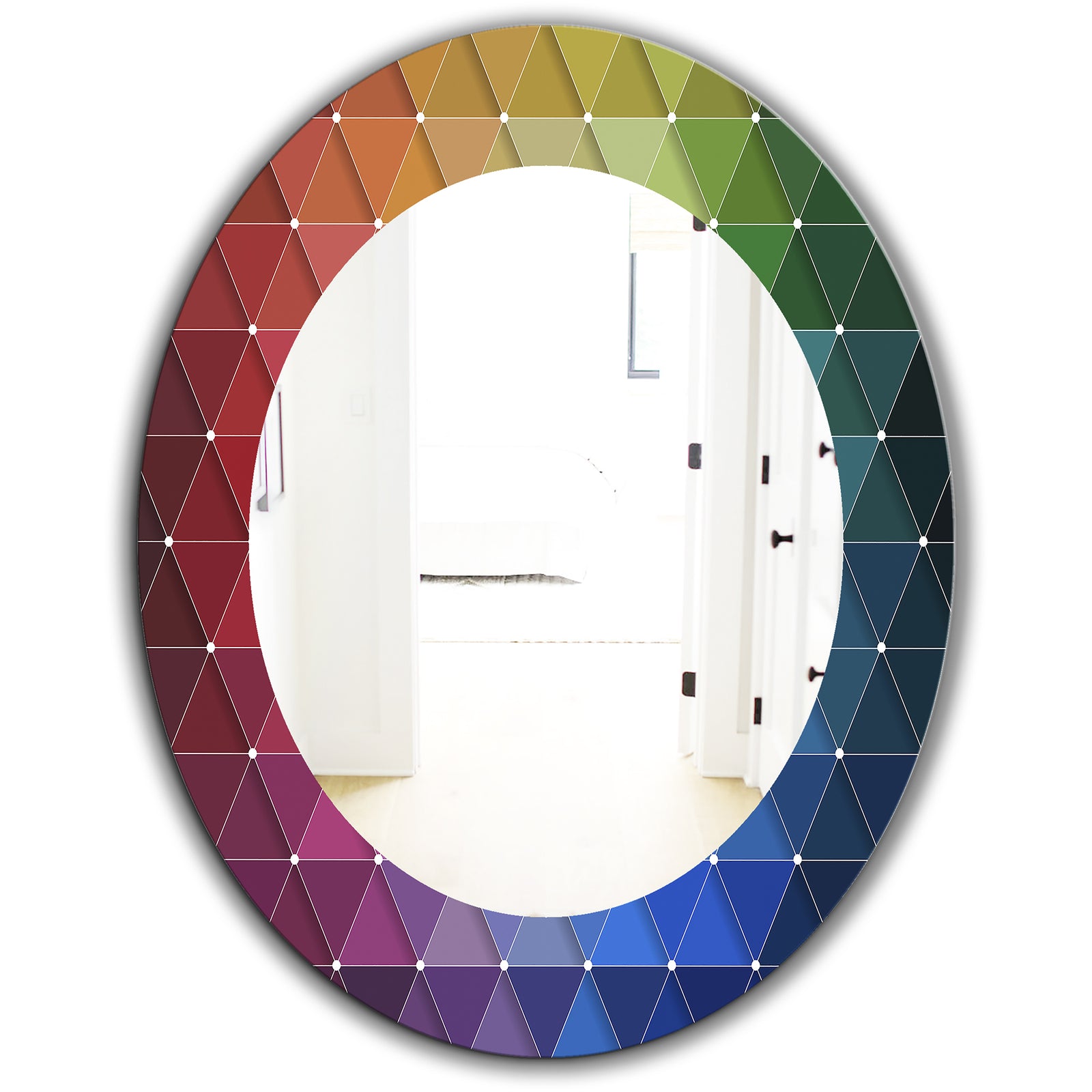 Triangular Colourfields 16 - Modern Mirror - Oval or Round Wall Mirror