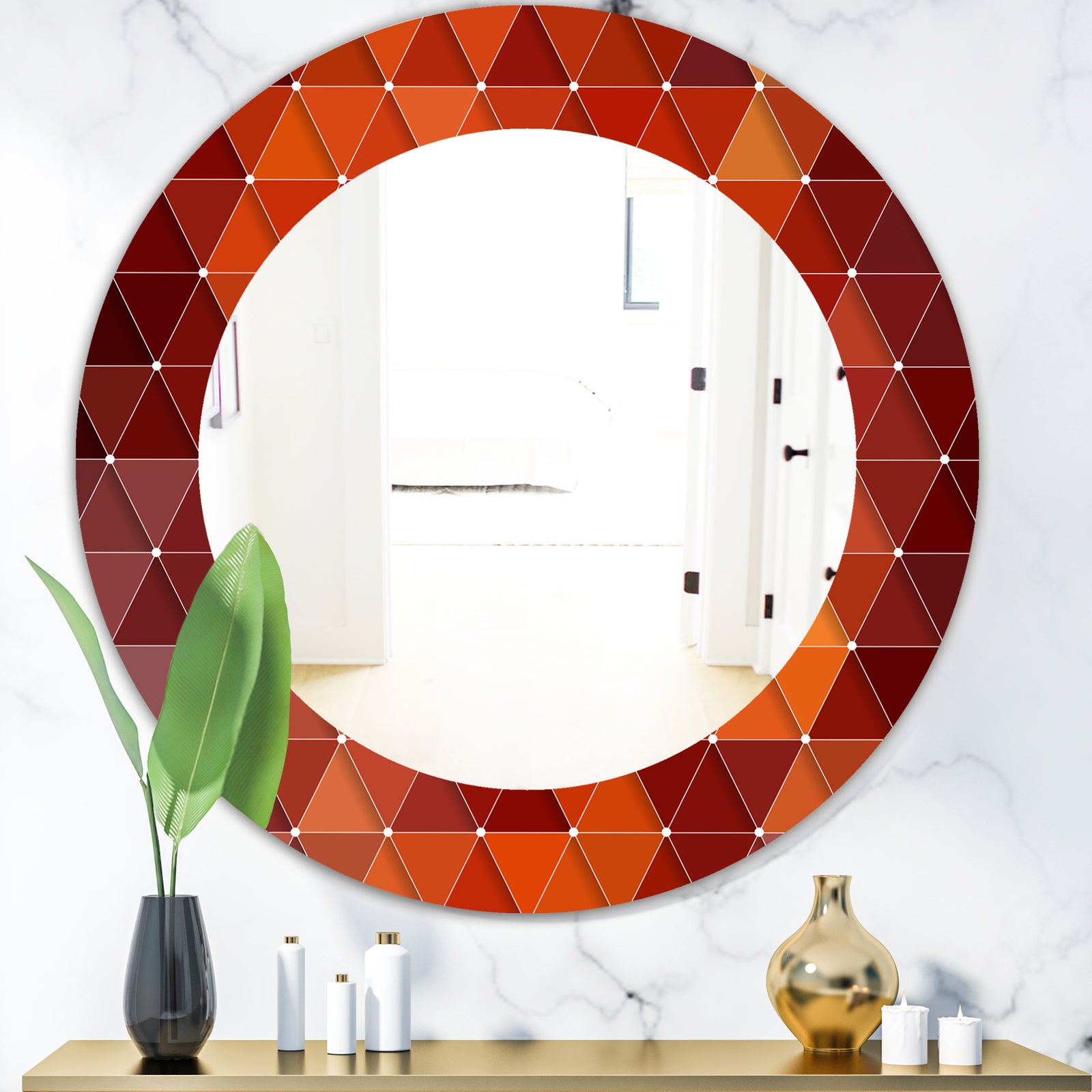 Triangular Colourfields 17 - Modern Mirror - Oval or Round Wall Mirror