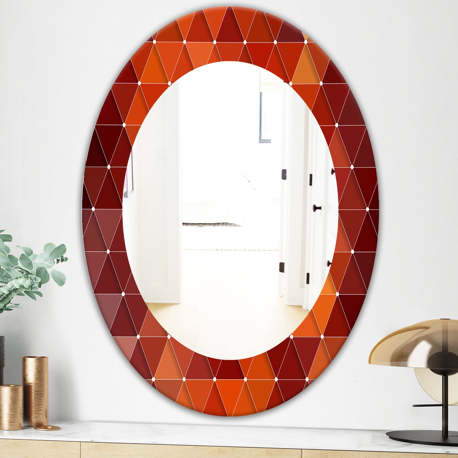 Triangular Colourfields 17 - Modern Mirror - Oval or Round Wall Mirror