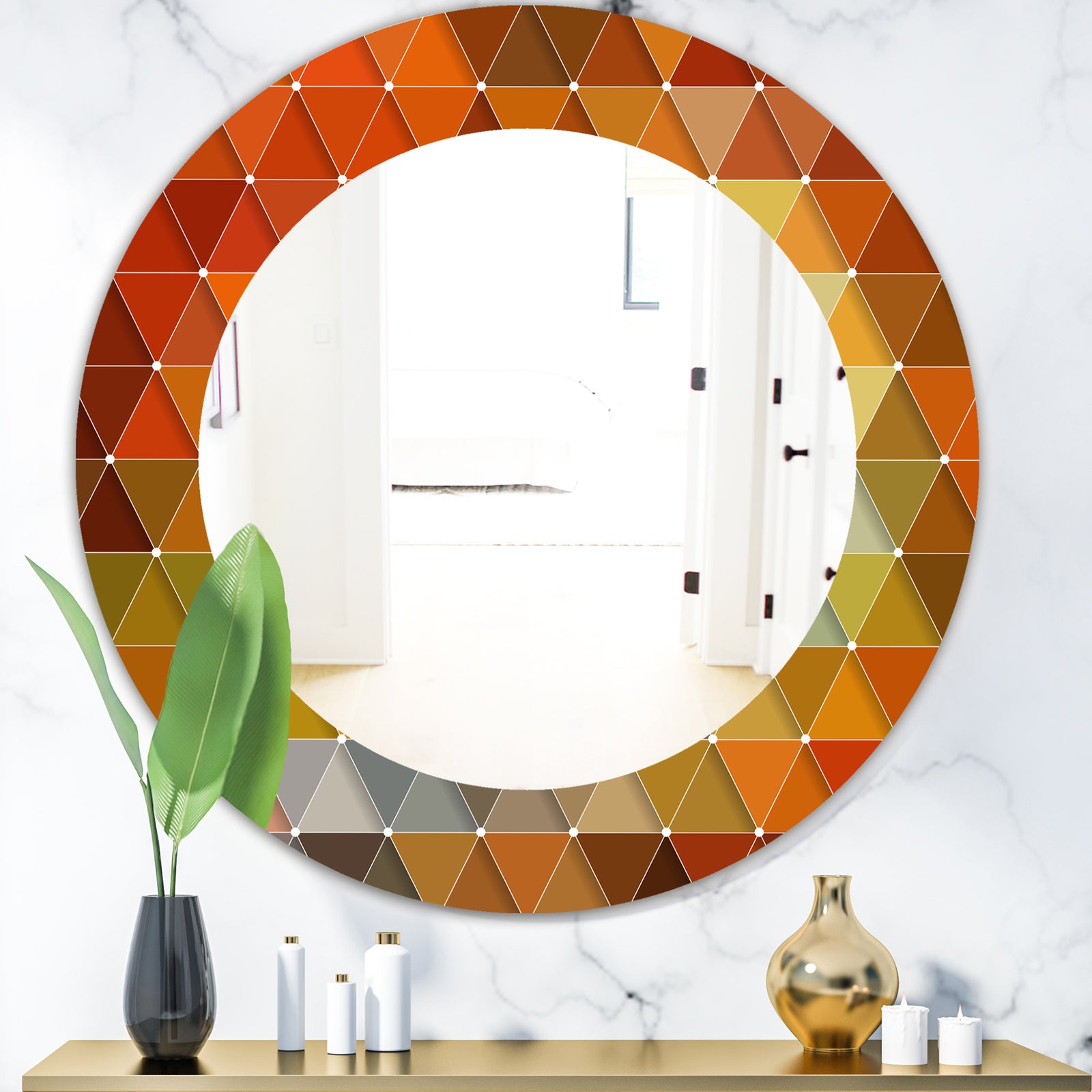 Triangular Colourfields 18 - Modern Mirror - Oval or Round Wall Mirror