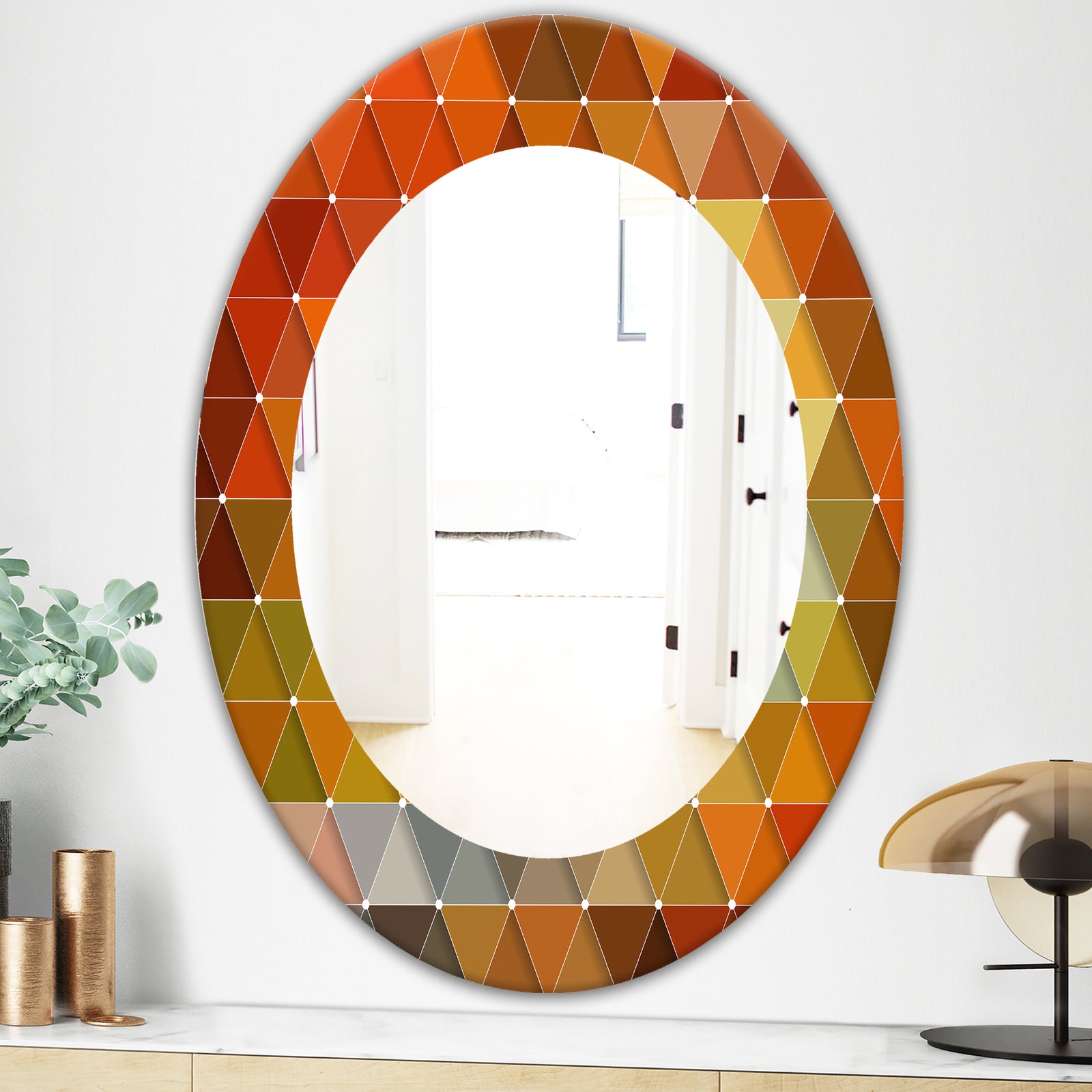 Triangular Colourfields 18 - Modern Mirror - Oval or Round Wall Mirror