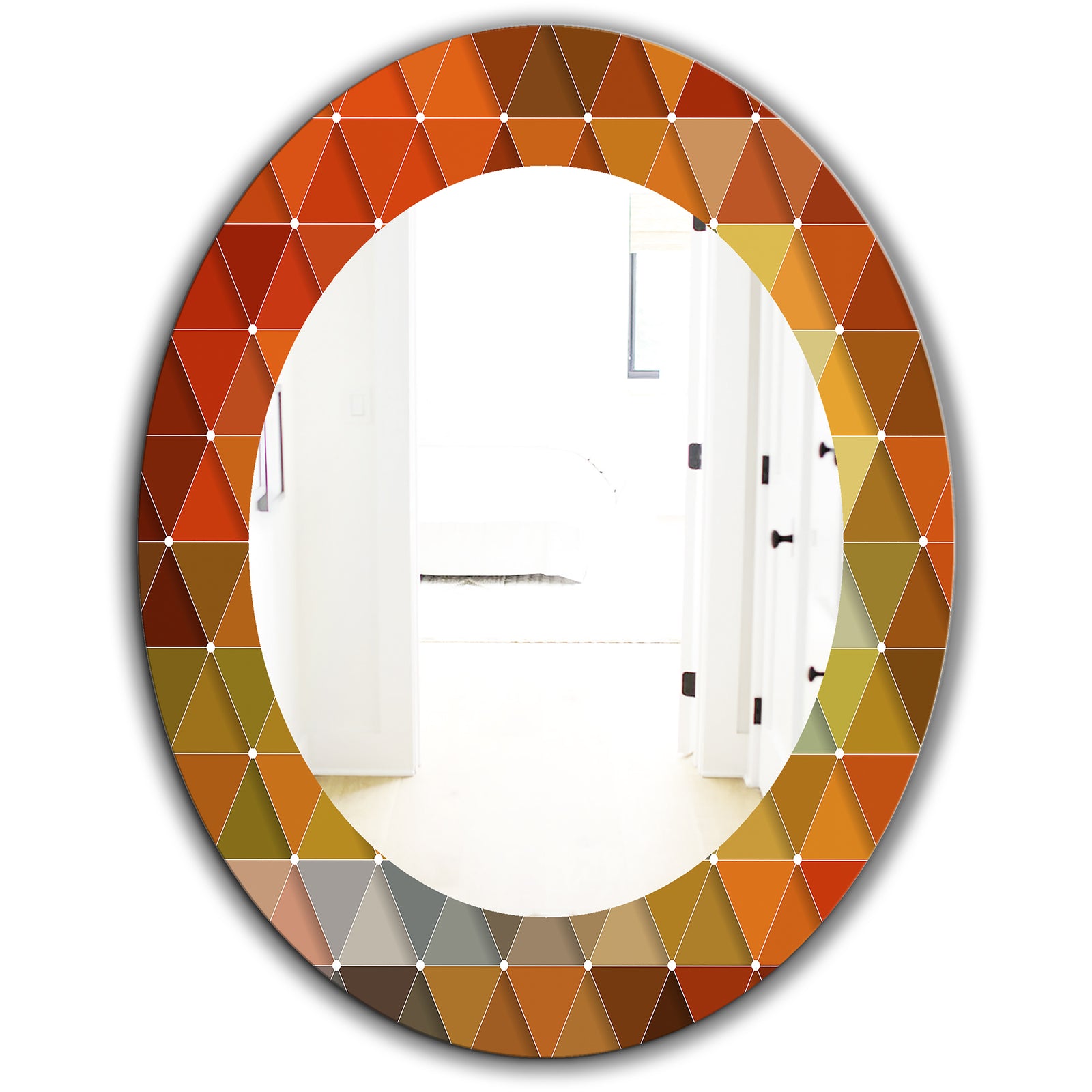 Triangular Colourfields 18 - Modern Mirror - Oval or Round Wall Mirror