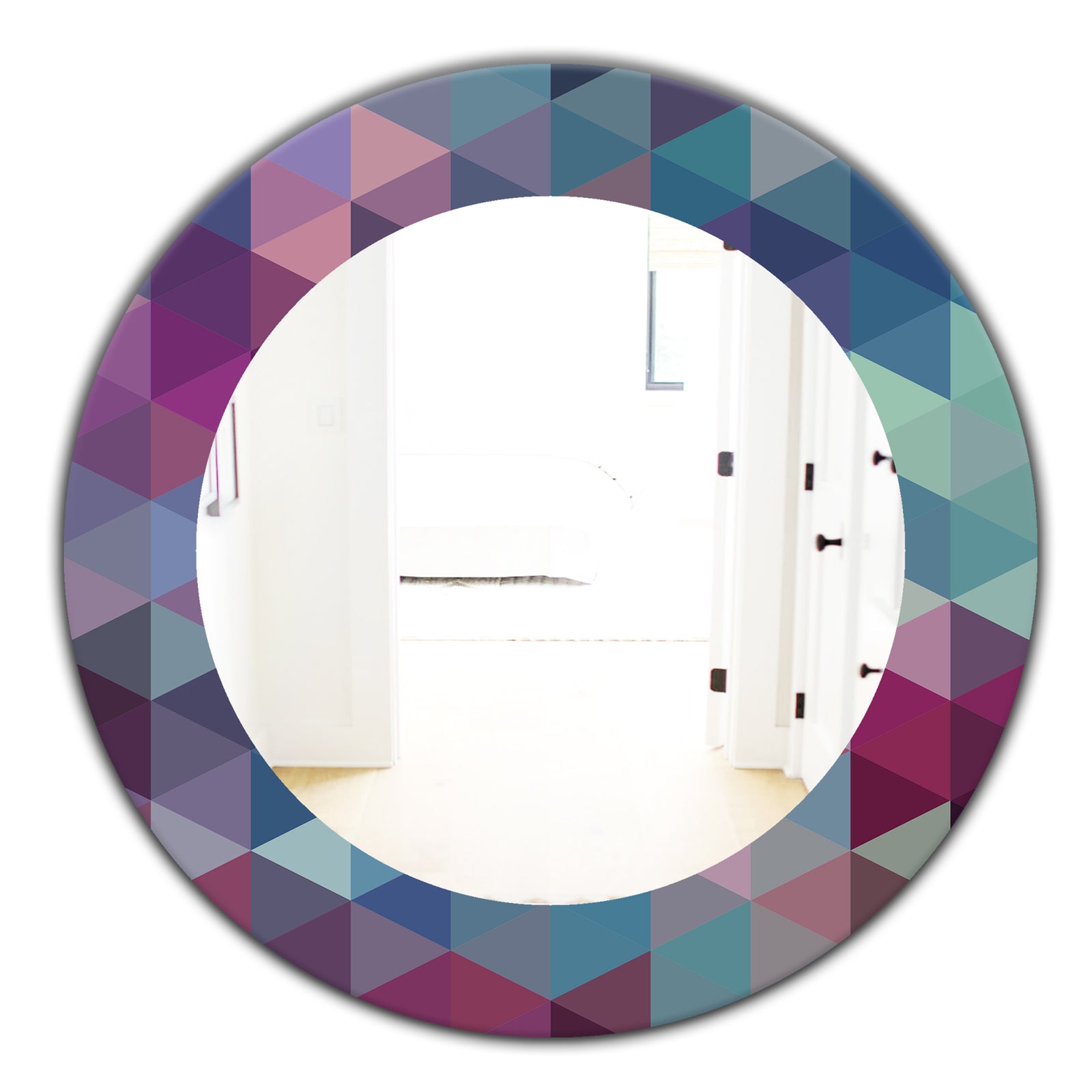 Triangular Colourfields 19 - Modern Mirror - Oval or Round Wall Mirror