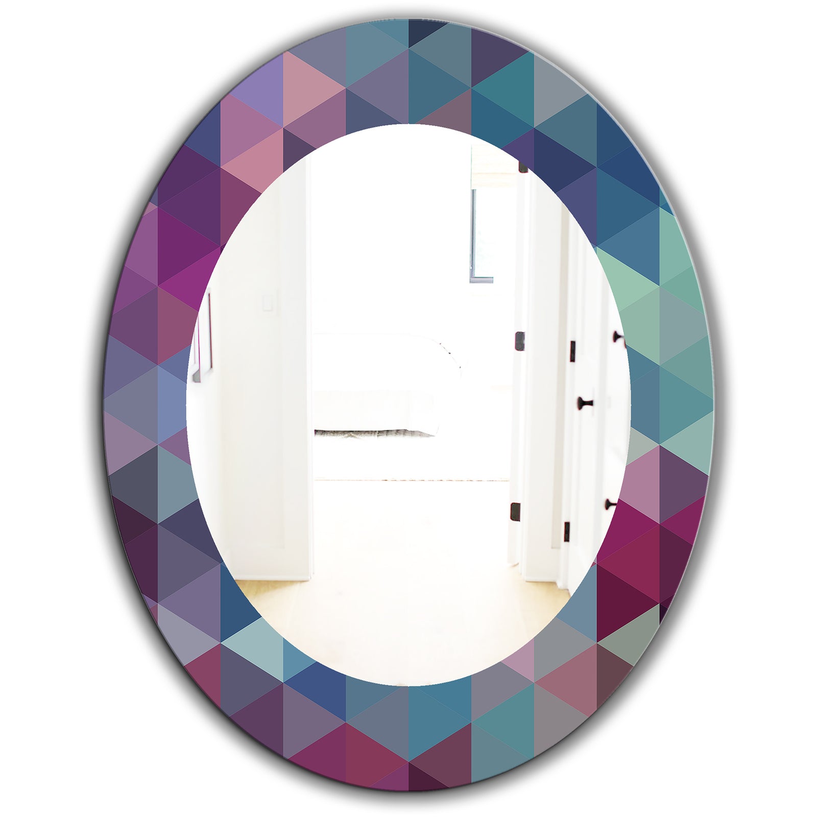 Triangular Colourfields 19 - Modern Mirror - Oval or Round Wall Mirror