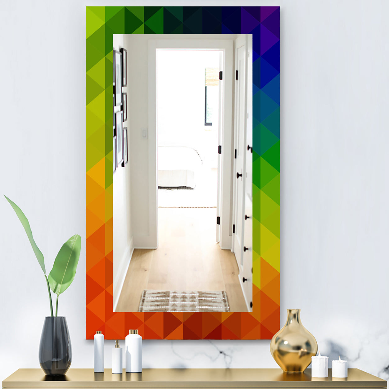 Triangular Colourfields 20 - Modern Mirror - Wall Mirror