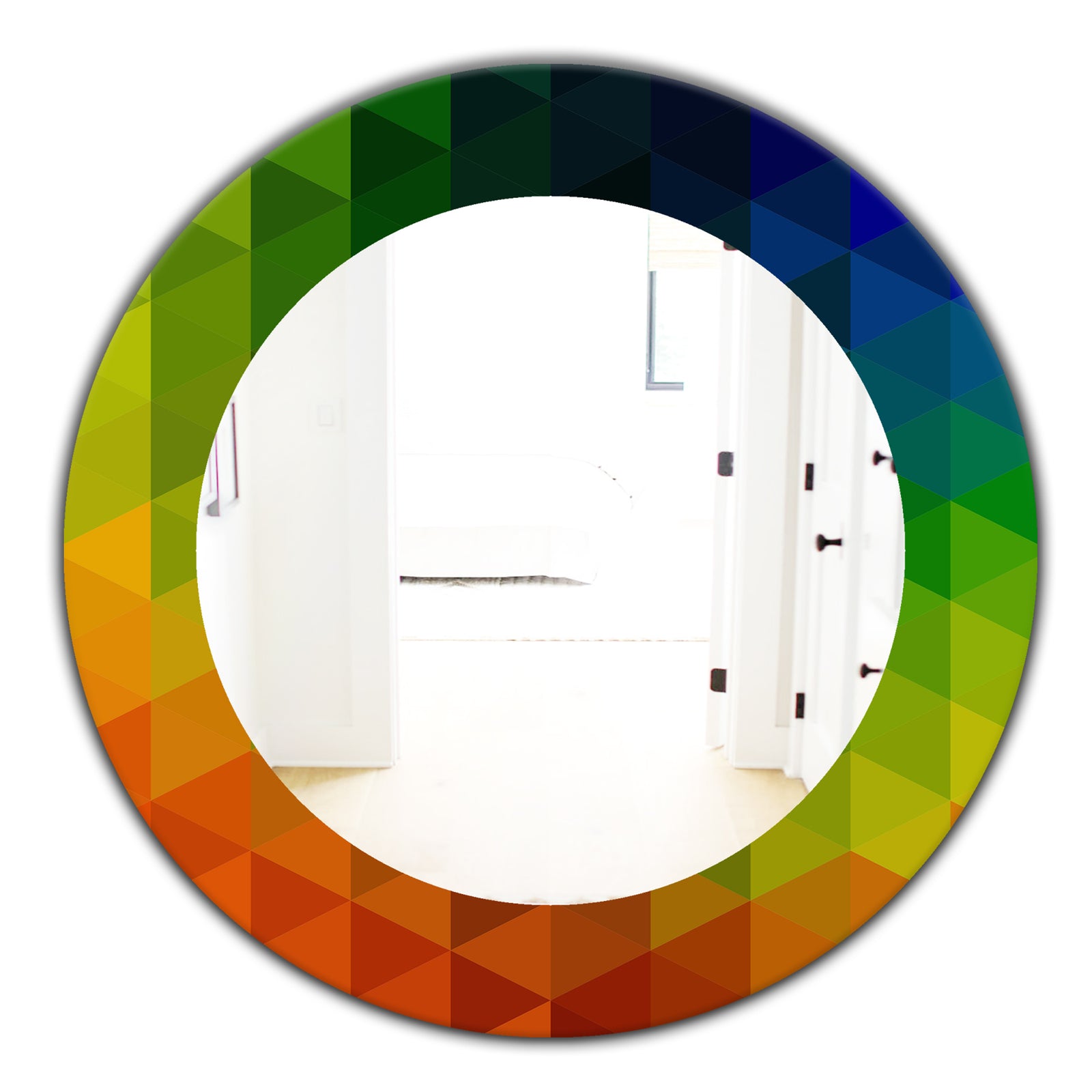 Triangular Colourfields 20 - Modern Mirror - Oval or Round Wall Mirror