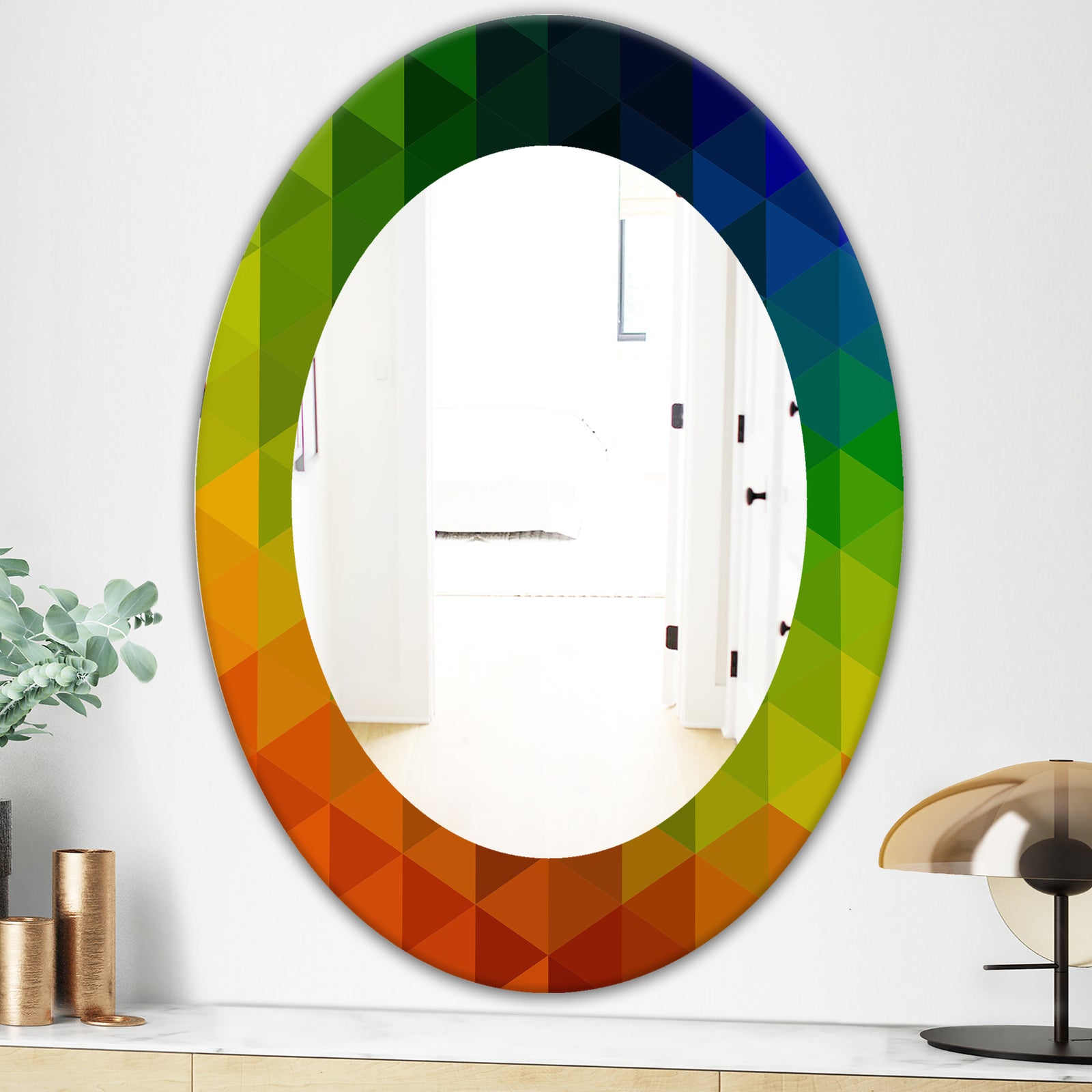 Triangular Colourfields 20 - Modern Mirror - Oval or Round Wall Mirror