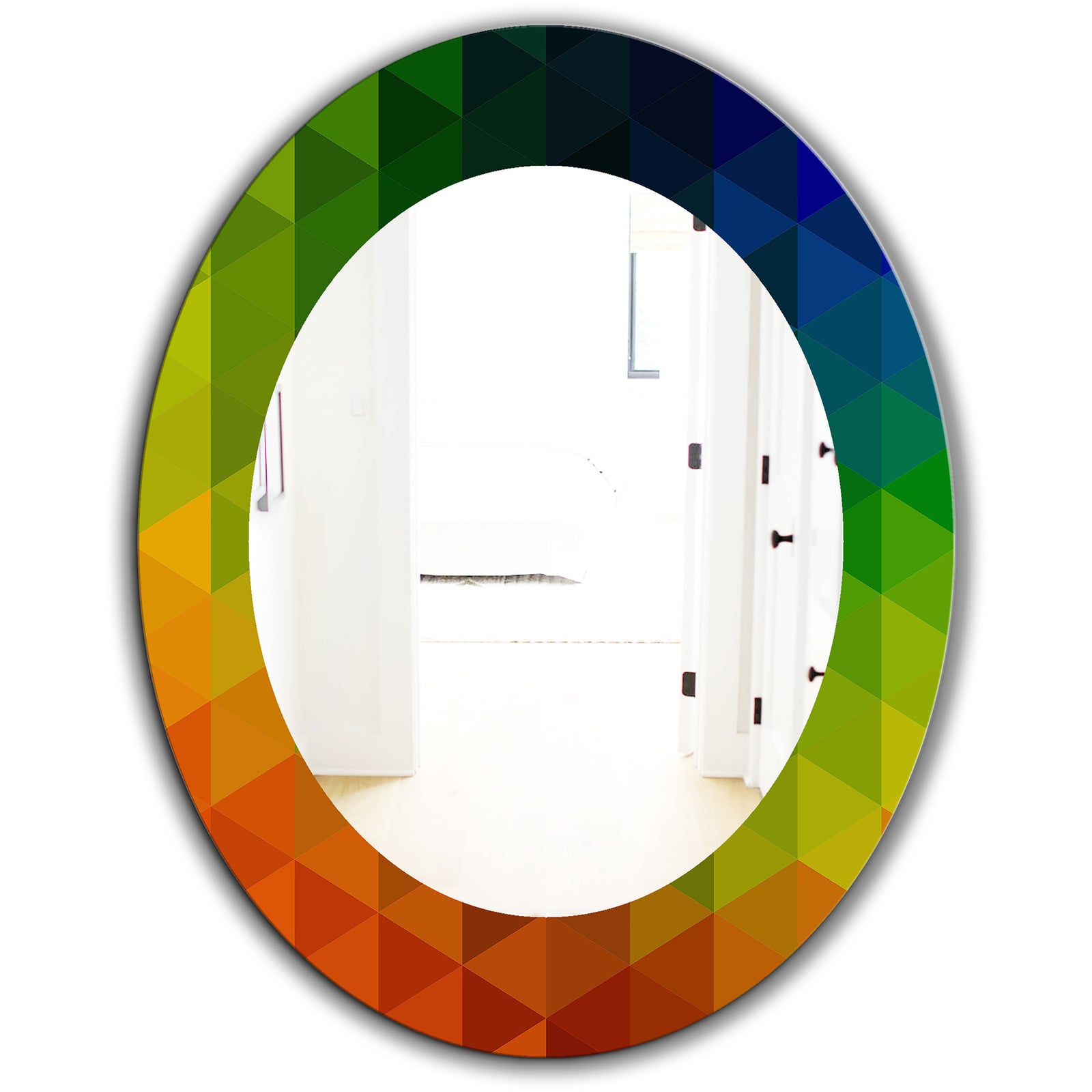 Triangular Colourfields 20 - Modern Mirror - Oval or Round Wall Mirror