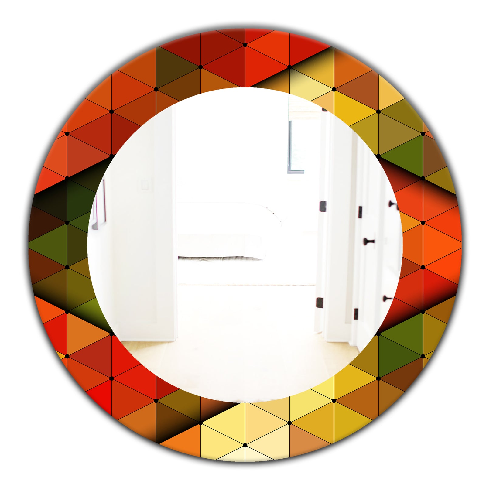 Triangular Colourfields 21 - Modern Mirror - Oval or Round Wall Mirror