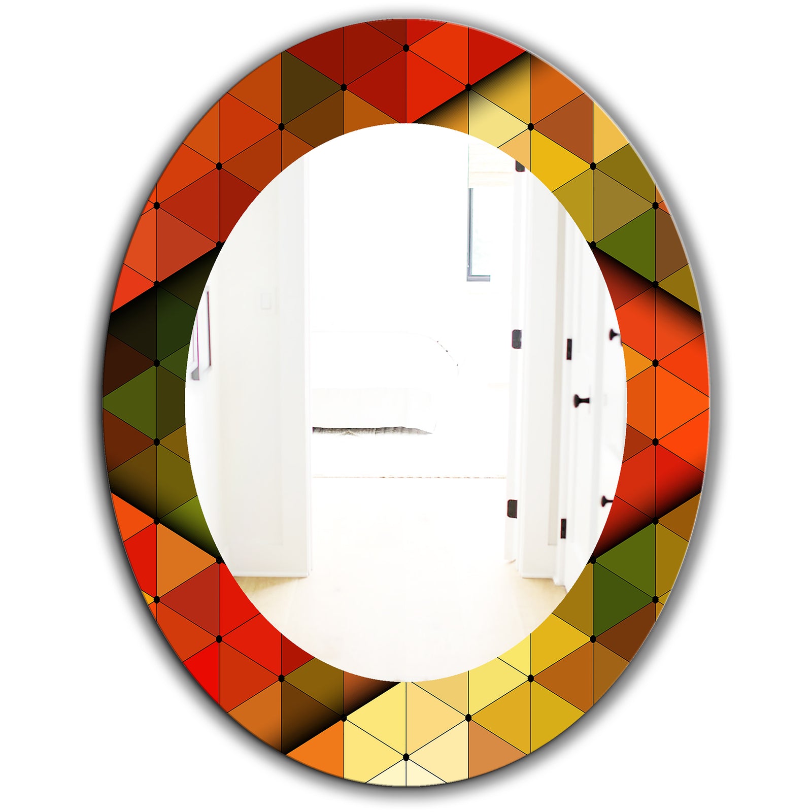 Triangular Colourfields 21 - Modern Mirror - Oval or Round Wall Mirror