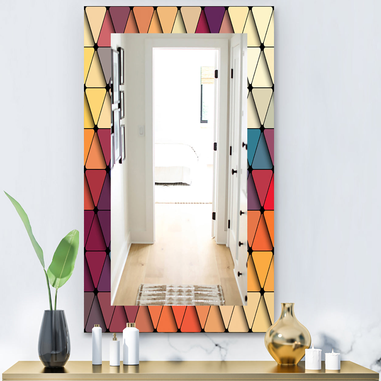 Triangular Colourfields 22 - Modern Mirror - Wall Mirror