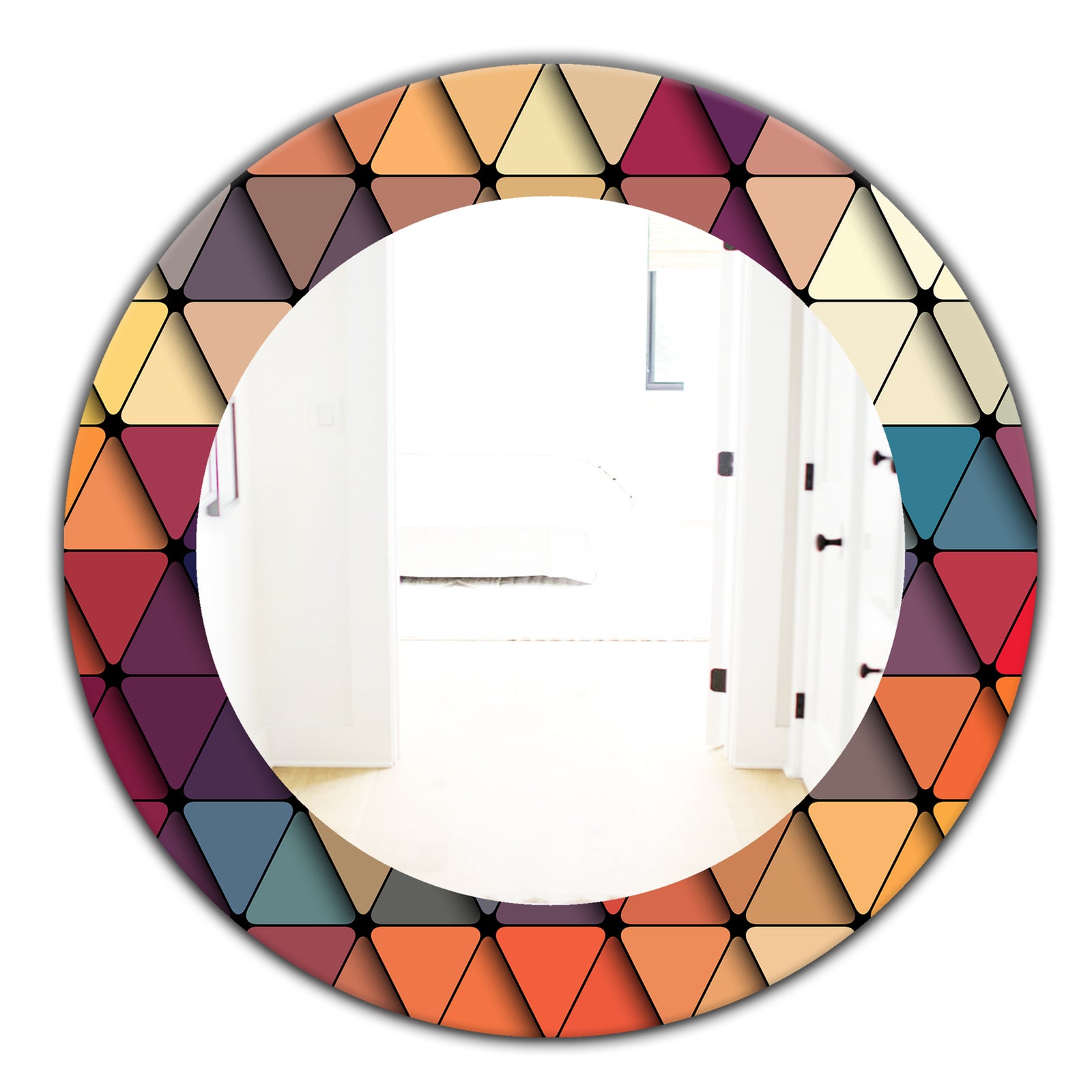 Triangular Colourfields 22 - Modern Mirror - Oval or Round Wall Mirror