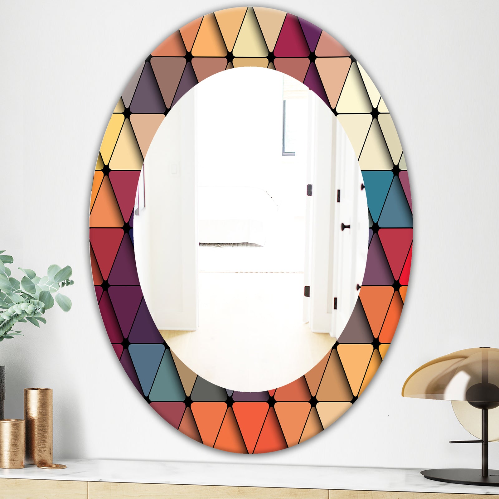 Triangular Colourfields 22 - Modern Mirror - Oval or Round Wall Mirror