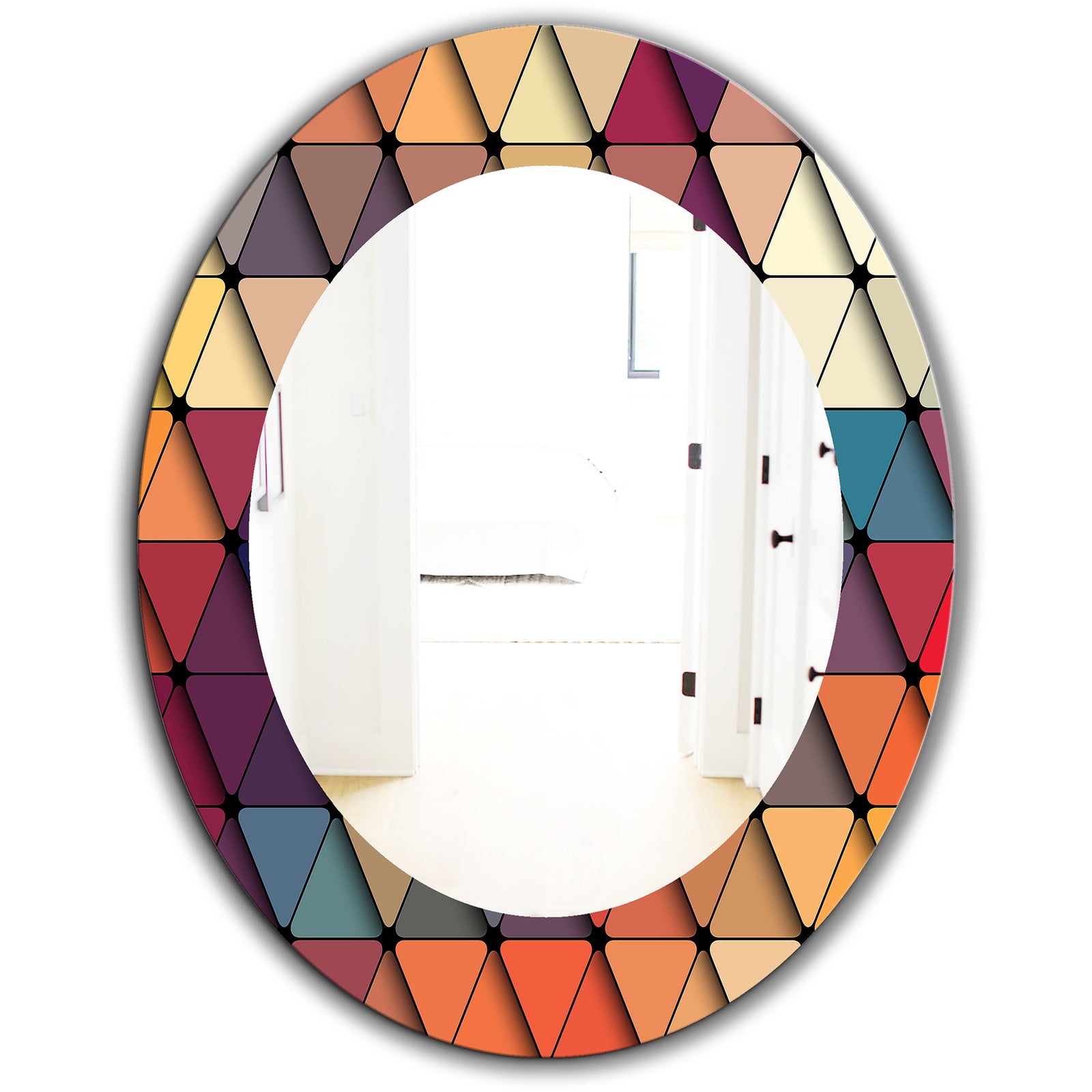 Triangular Colourfields 22 - Modern Mirror - Oval or Round Wall Mirror