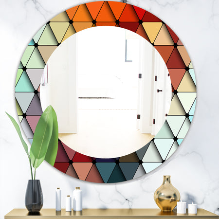 Triangular Colourfields 23 - Modern Mirror - Frameless Contemporary Oval or Round Bathroom Mirror
