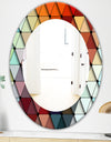 Triangular Colourfields 23 - Modern Mirror - Frameless Contemporary Oval or Round Bathroom Mirror