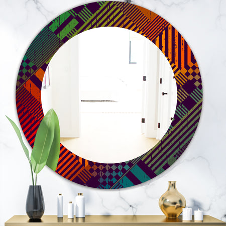 Grungy Geometric - Modern Mirror - Oval or Round Wall Mirror