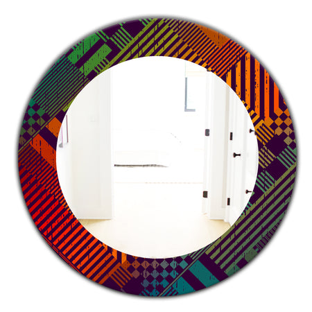 Grungy Geometric - Modern Mirror - Oval or Round Wall Mirror