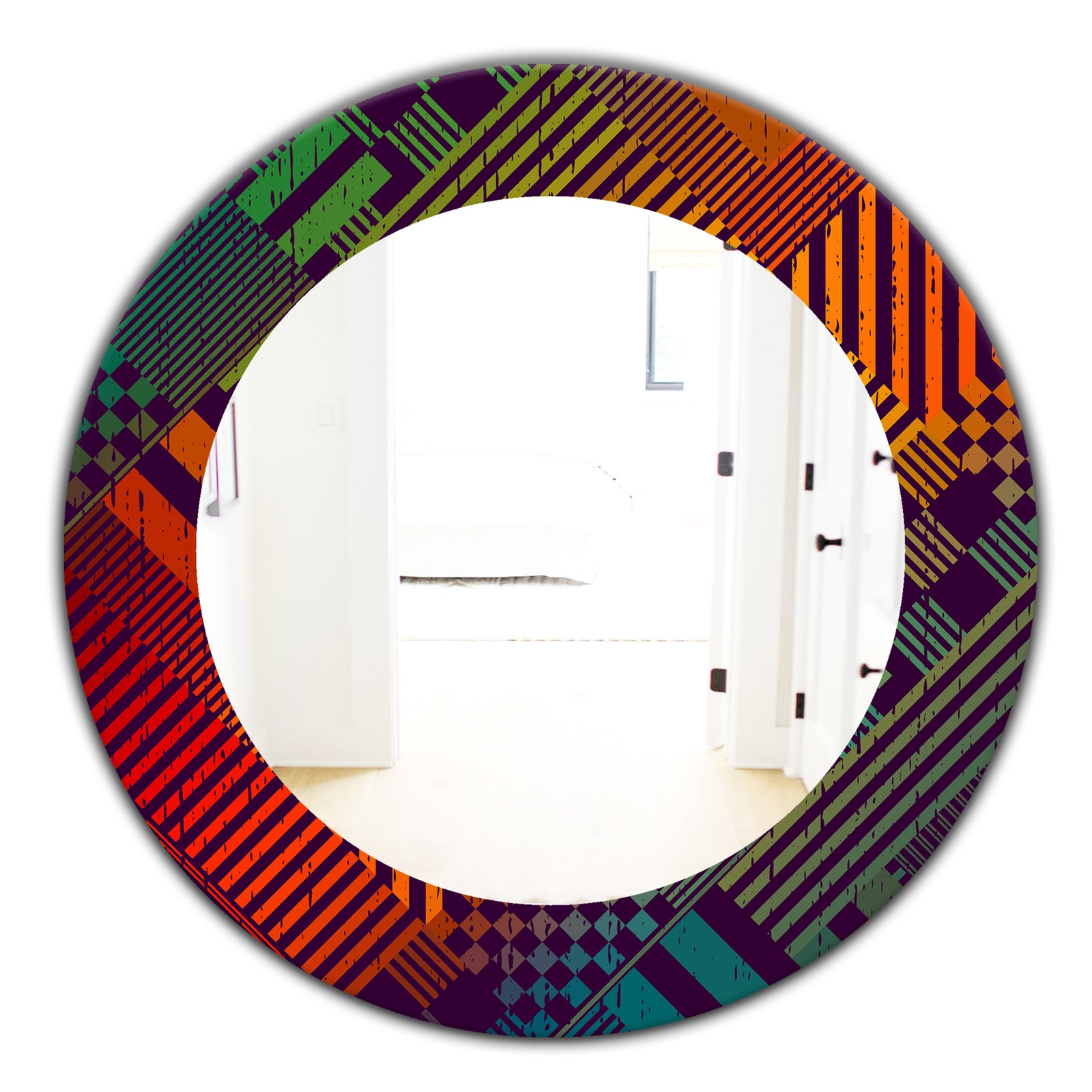 Grungy Geometric - Modern Mirror - Oval or Round Wall Mirror
