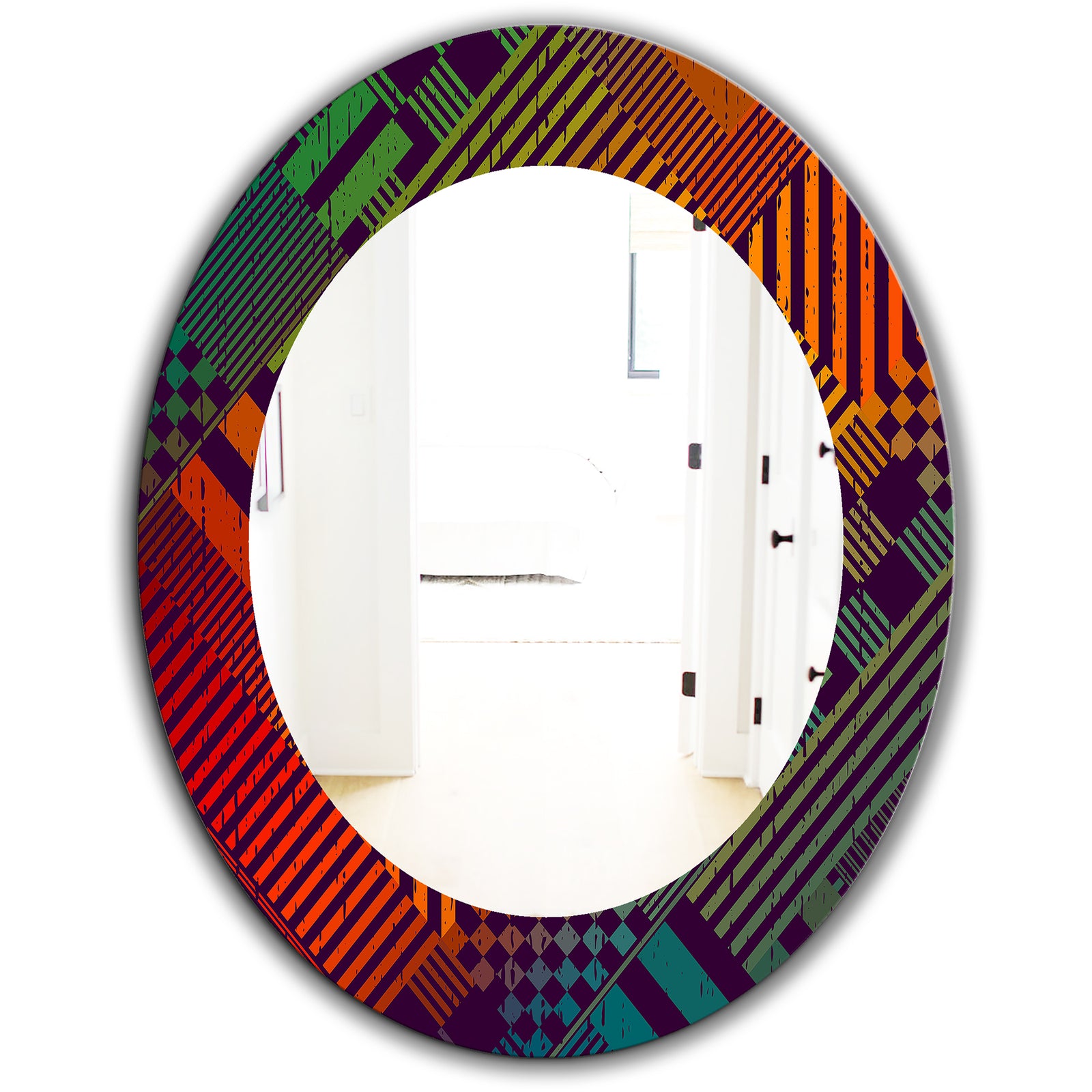 Grungy Geometric - Modern Mirror - Oval or Round Wall Mirror