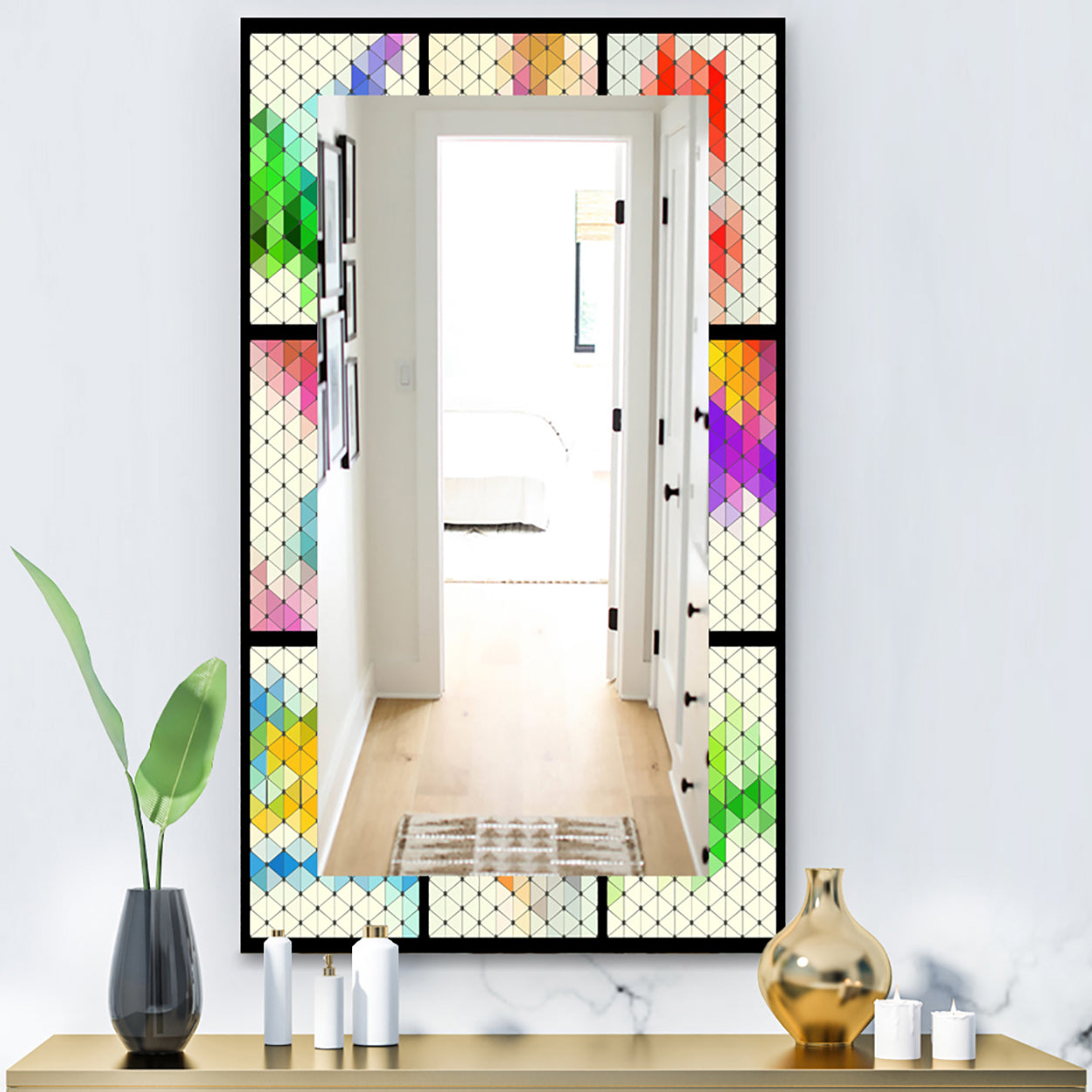 Triangular Colourfields 24 - Modern Mirror - Wall Mirror