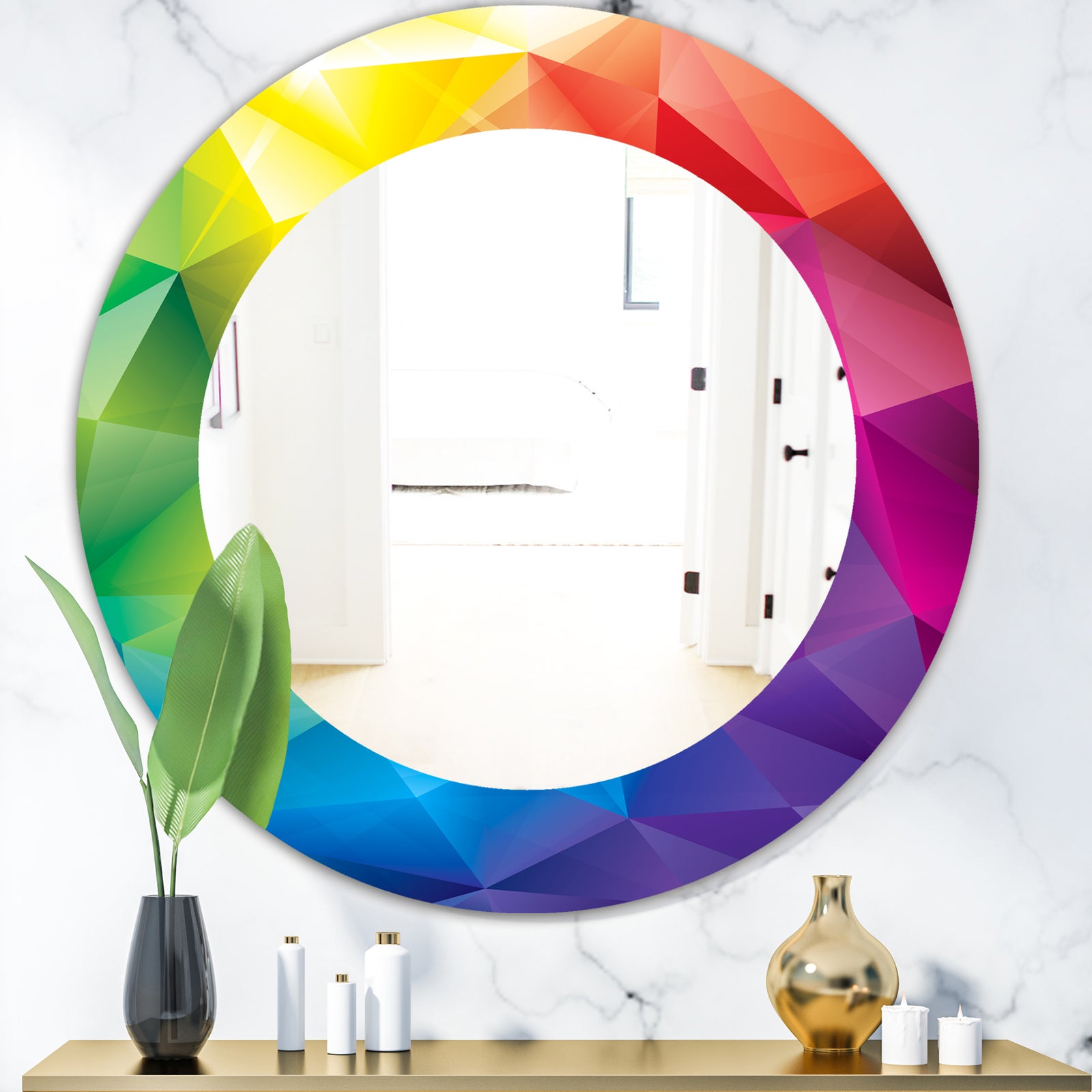 Triangular Colourfields 25 - Modern Mirror - Oval or Round Wall Mirror