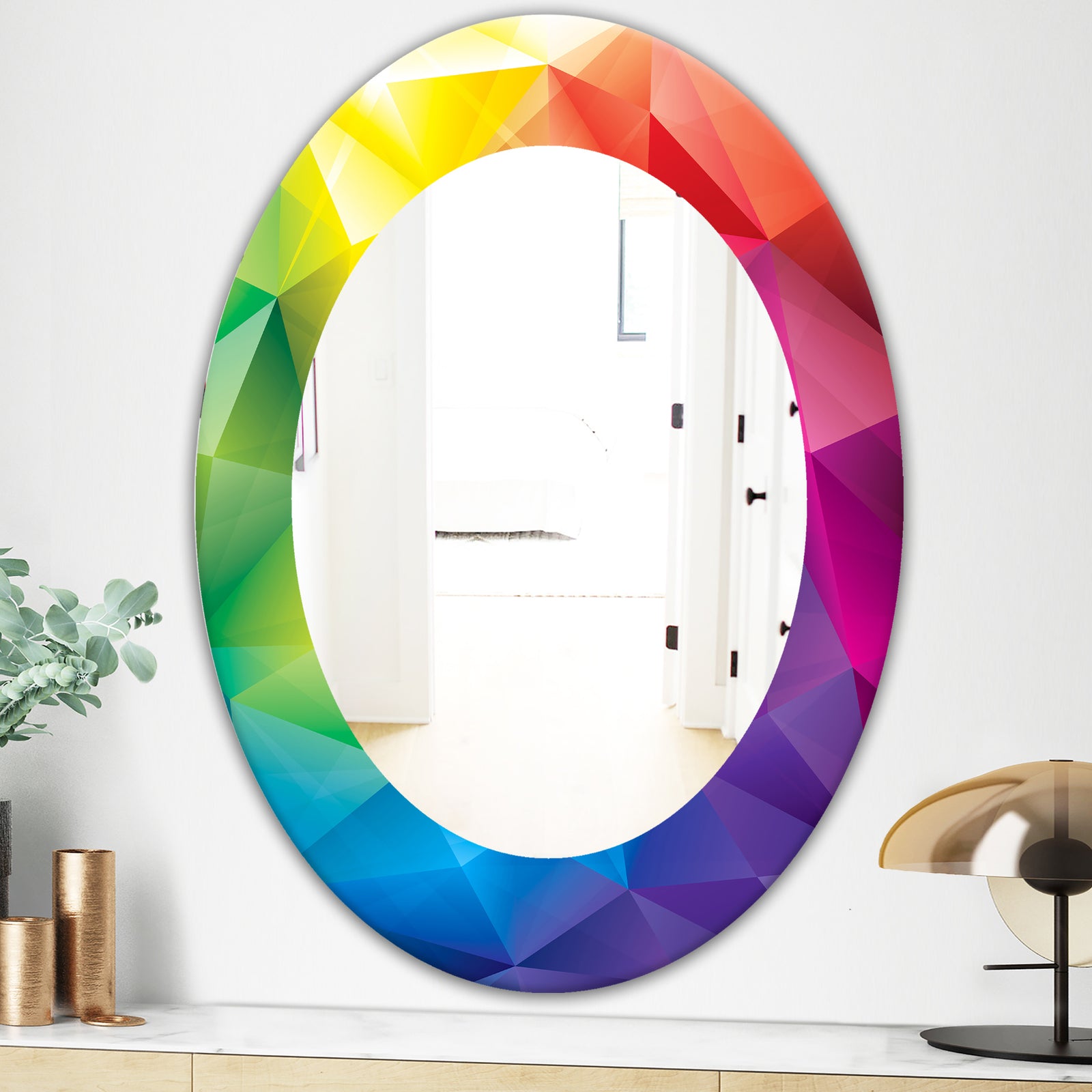 Triangular Colourfields 25 - Modern Mirror - Oval or Round Wall Mirror