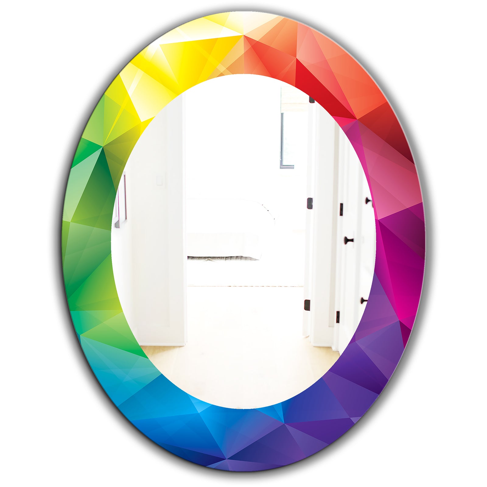 Triangular Colourfields 25 - Modern Mirror - Oval or Round Wall Mirror