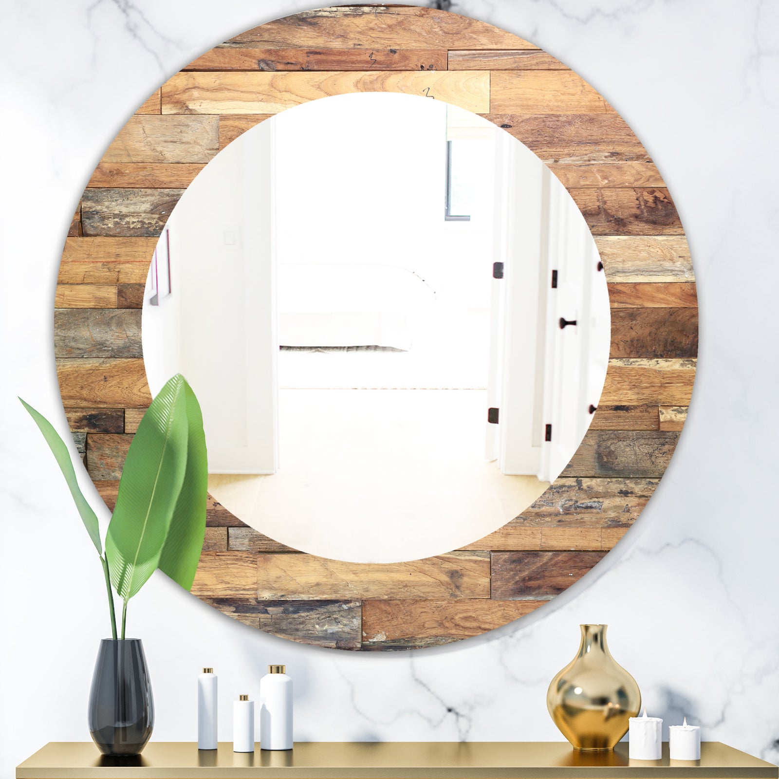 Wood IV - Modern Mirror - Oval or Round Wall Mirror