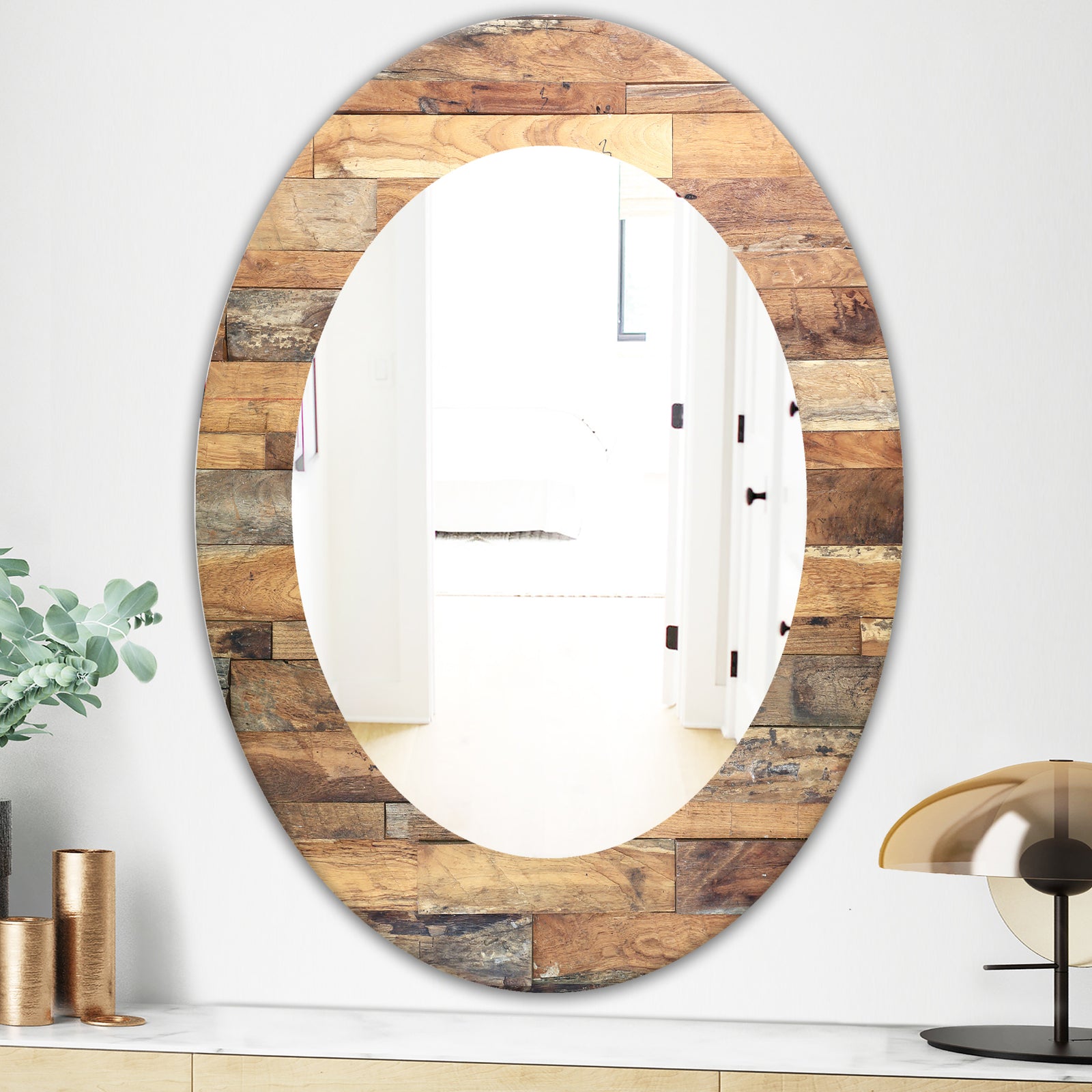 Wood IV - Modern Mirror - Oval or Round Wall Mirror