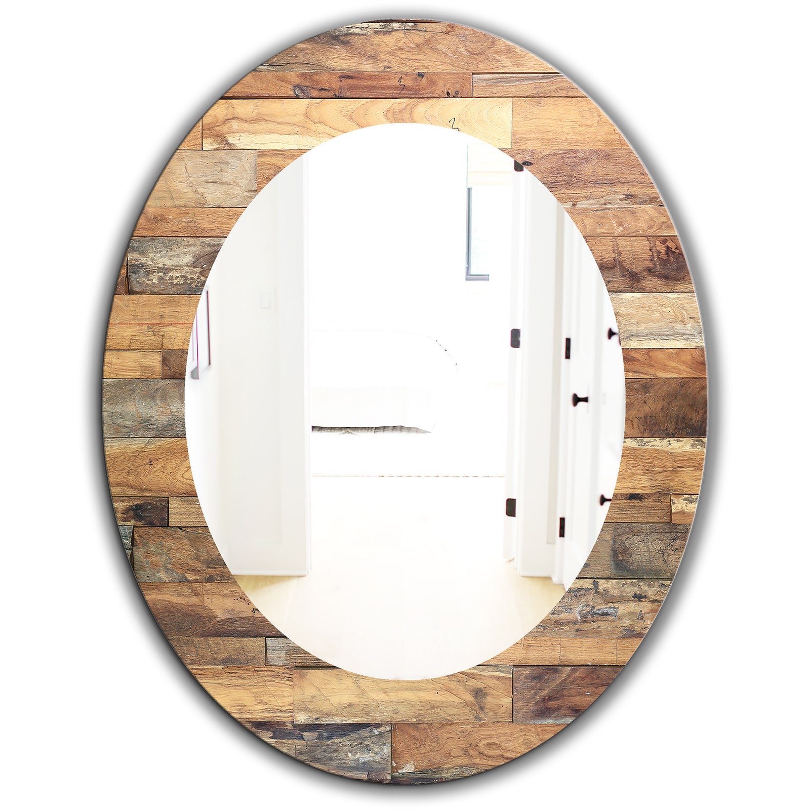 Wood IV - Modern Mirror - Oval or Round Wall Mirror