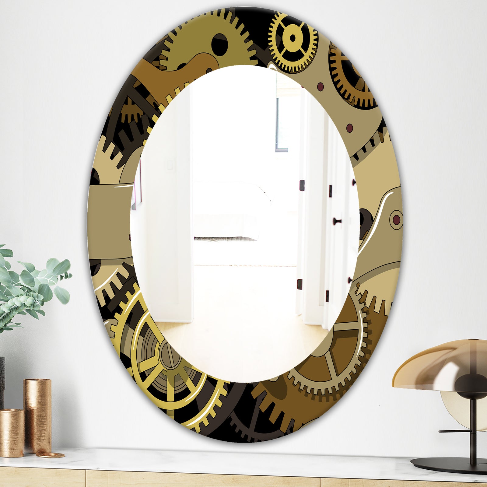 Gear Mecanics - Modern Mirror - Oval or Round Wall Mirror