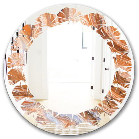 Marbled Geode 2 - Modern Round or Oval Wall Mirror - Leaves