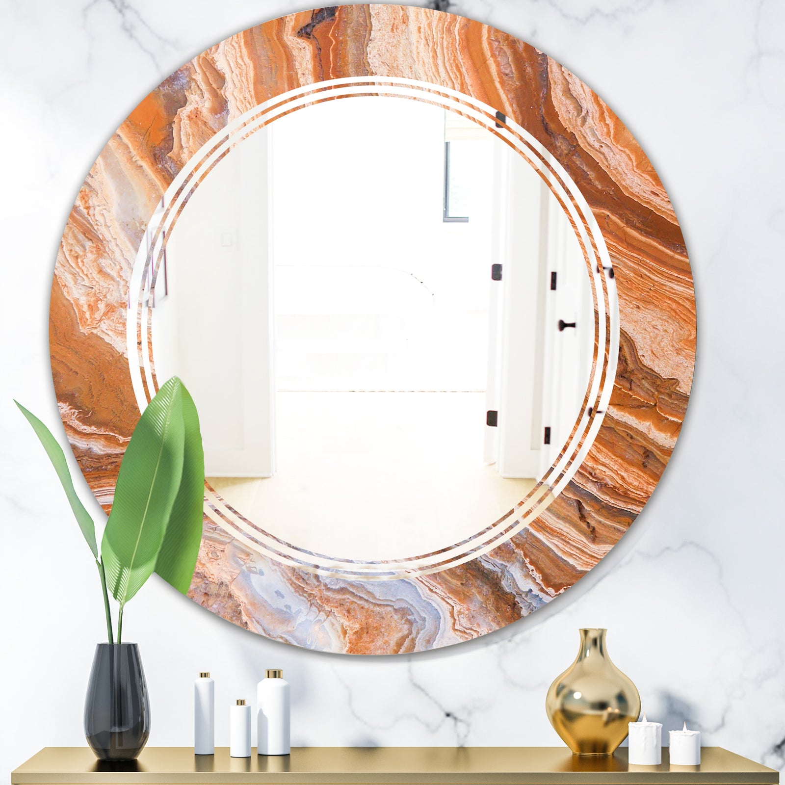 Marbled Geode 2 - Modern Round or Oval Wall Mirror - Triple C