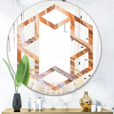 Marbled Geode 2 - Modern Round or Oval Wall Mirror - Hexagon Star