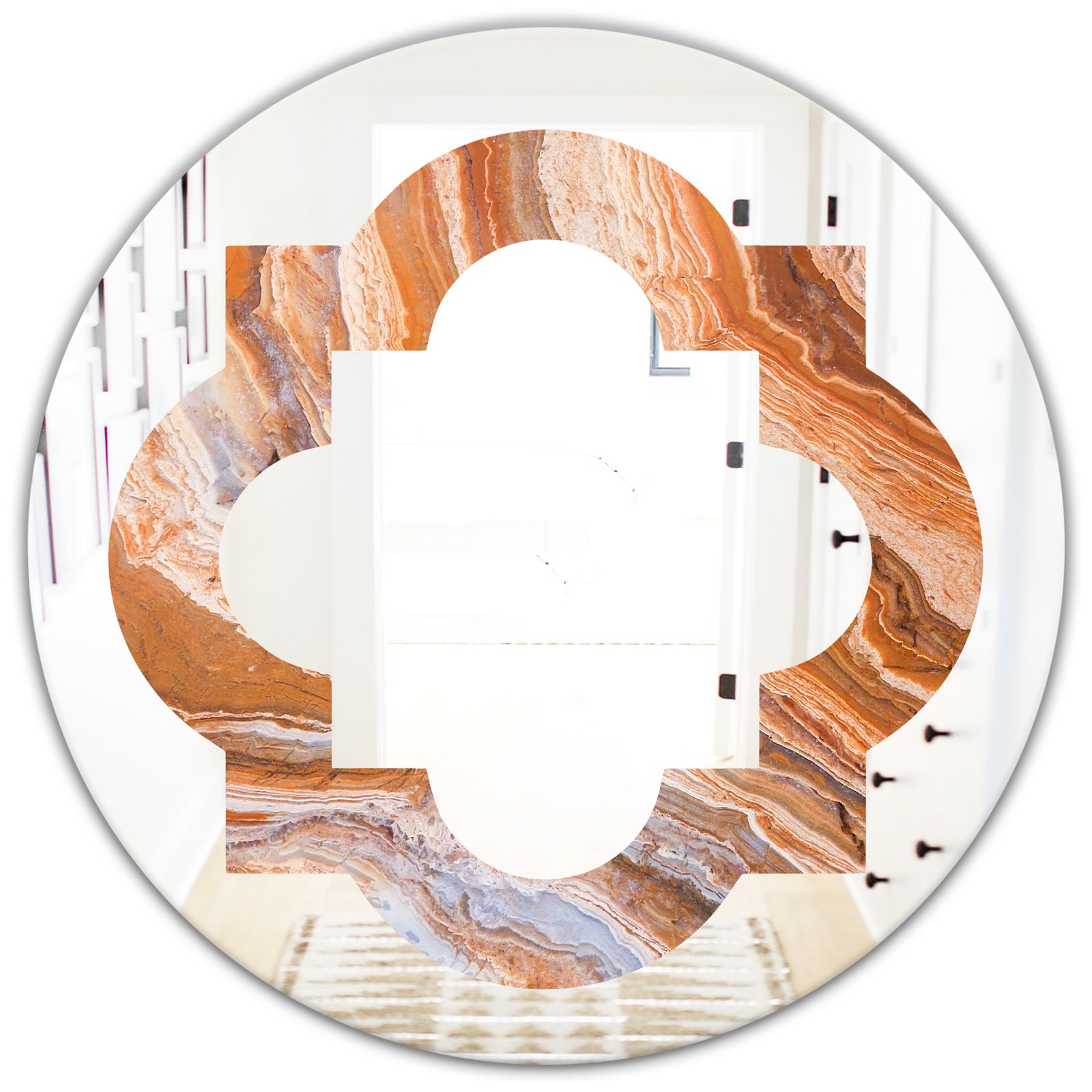 Marbled Geode 2 - Modern Round or Oval Wall Mirror - Quatrefoil