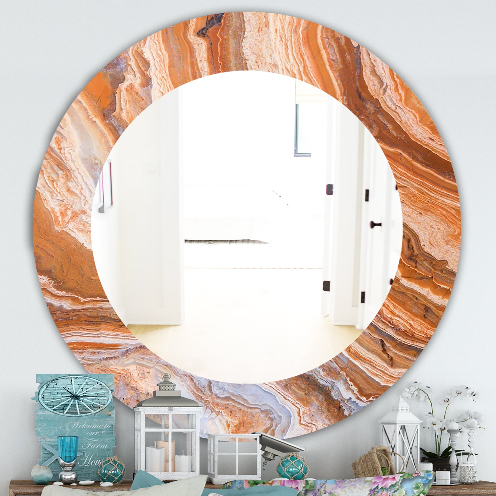 Marbled Geode 2 - Traditional Mirror - Oval or Round Wall Mirror