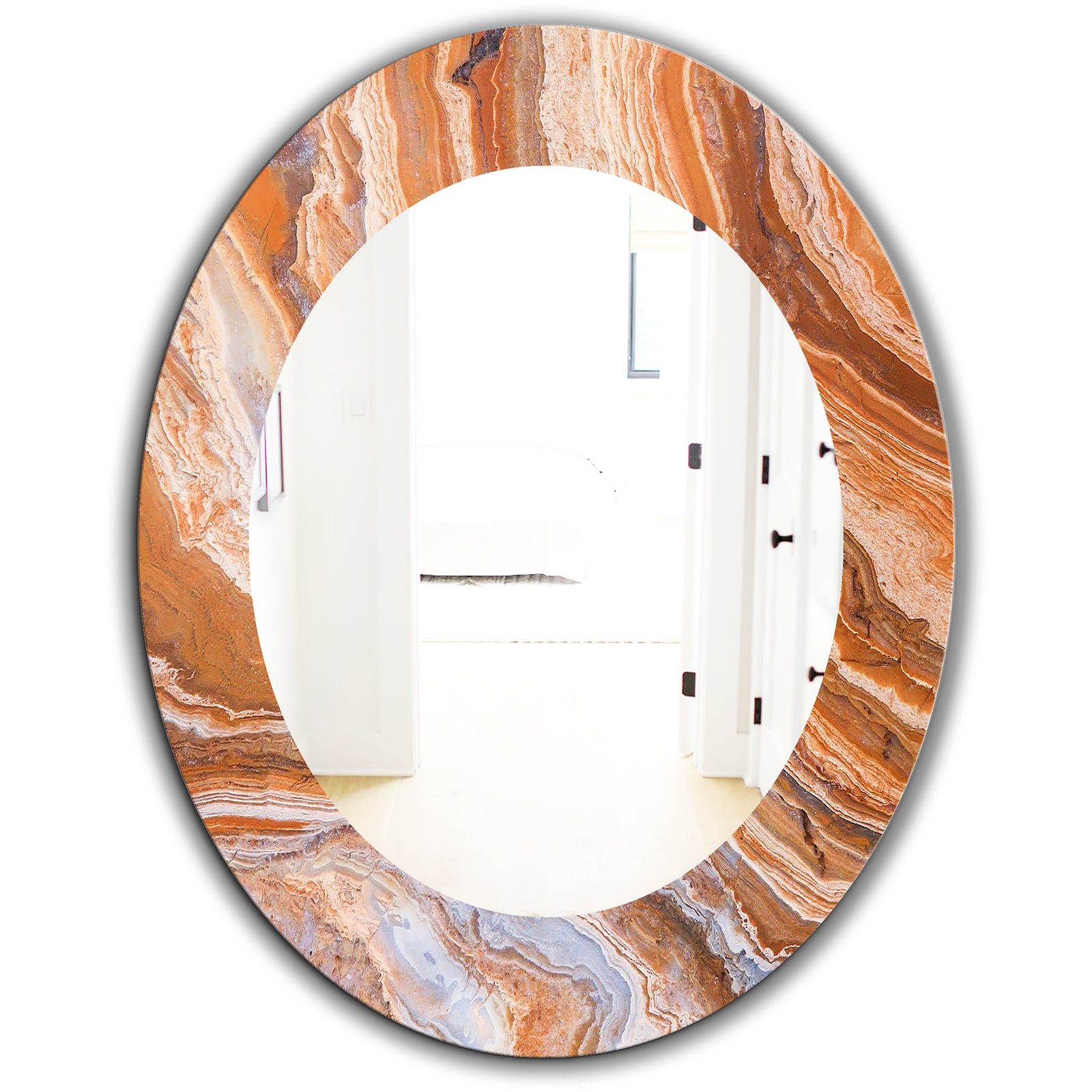 Marbled Geode 2 - Traditional Mirror - Oval or Round Wall Mirror