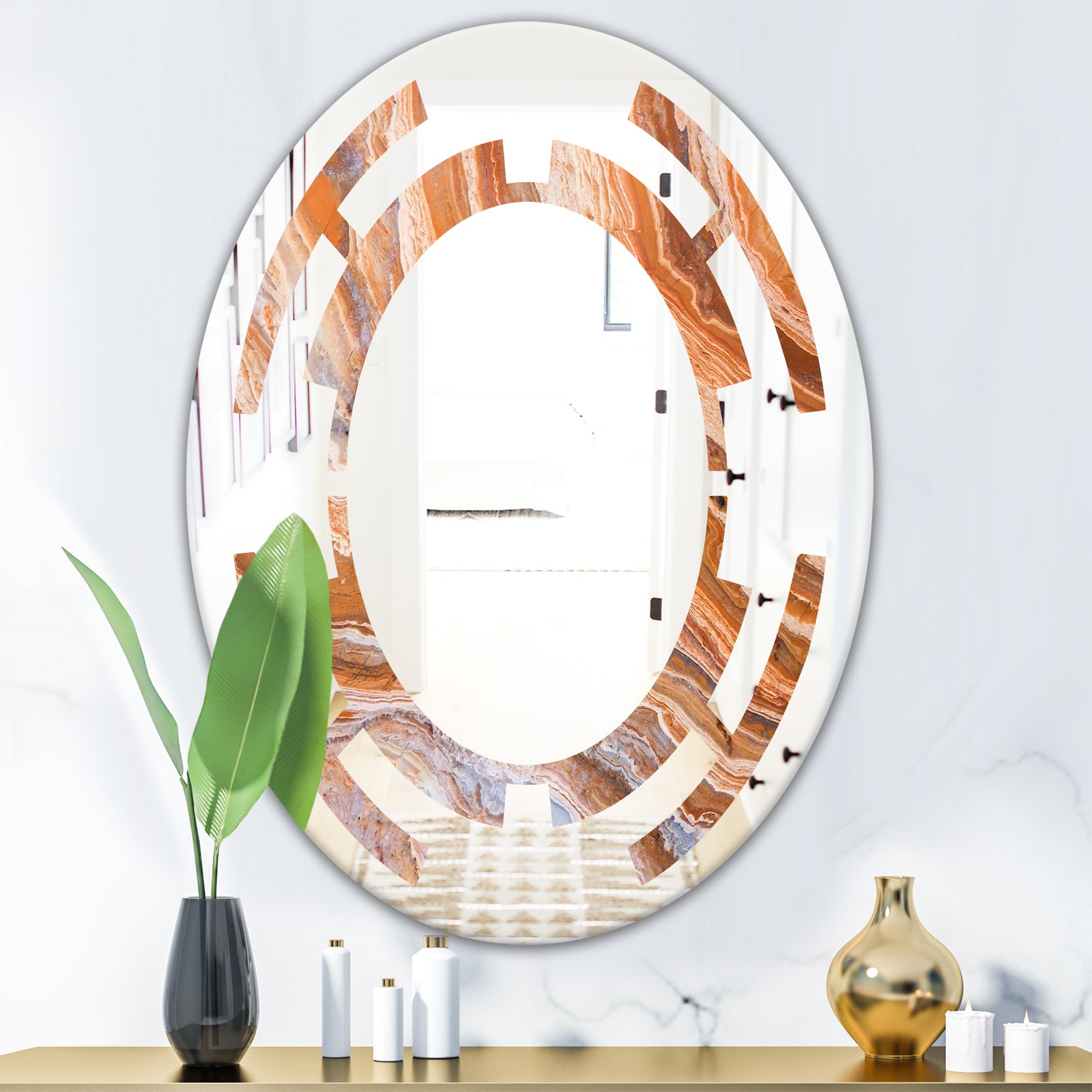 Marbled Geode 2 - Modern Round or Oval Wall Mirror - Space