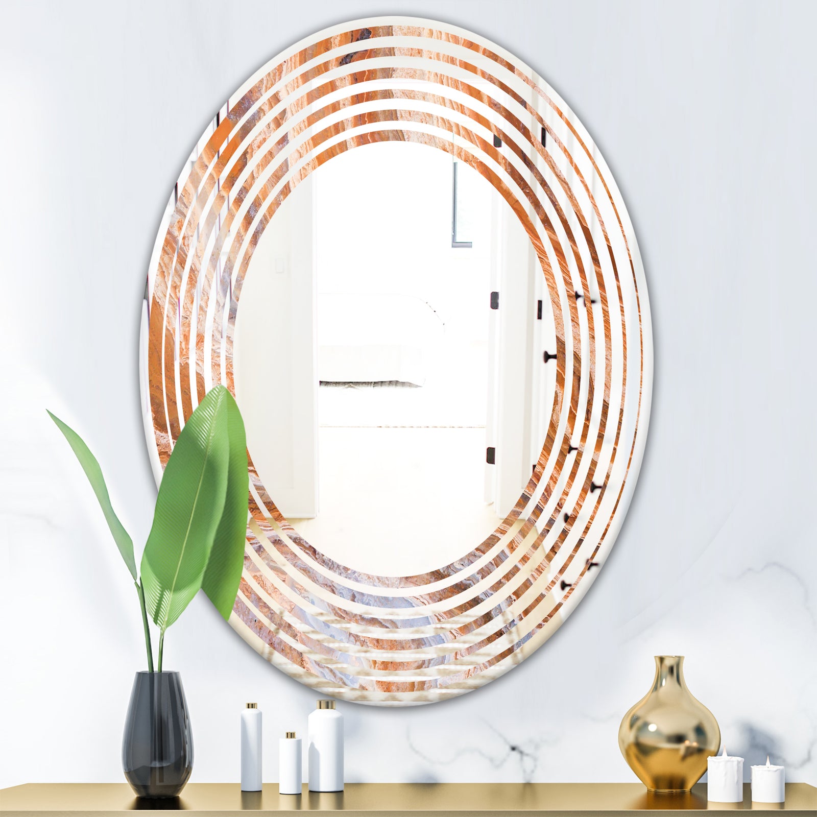 Marbled Geode 2 - Modern Round or Oval Wall Mirror - Wave
