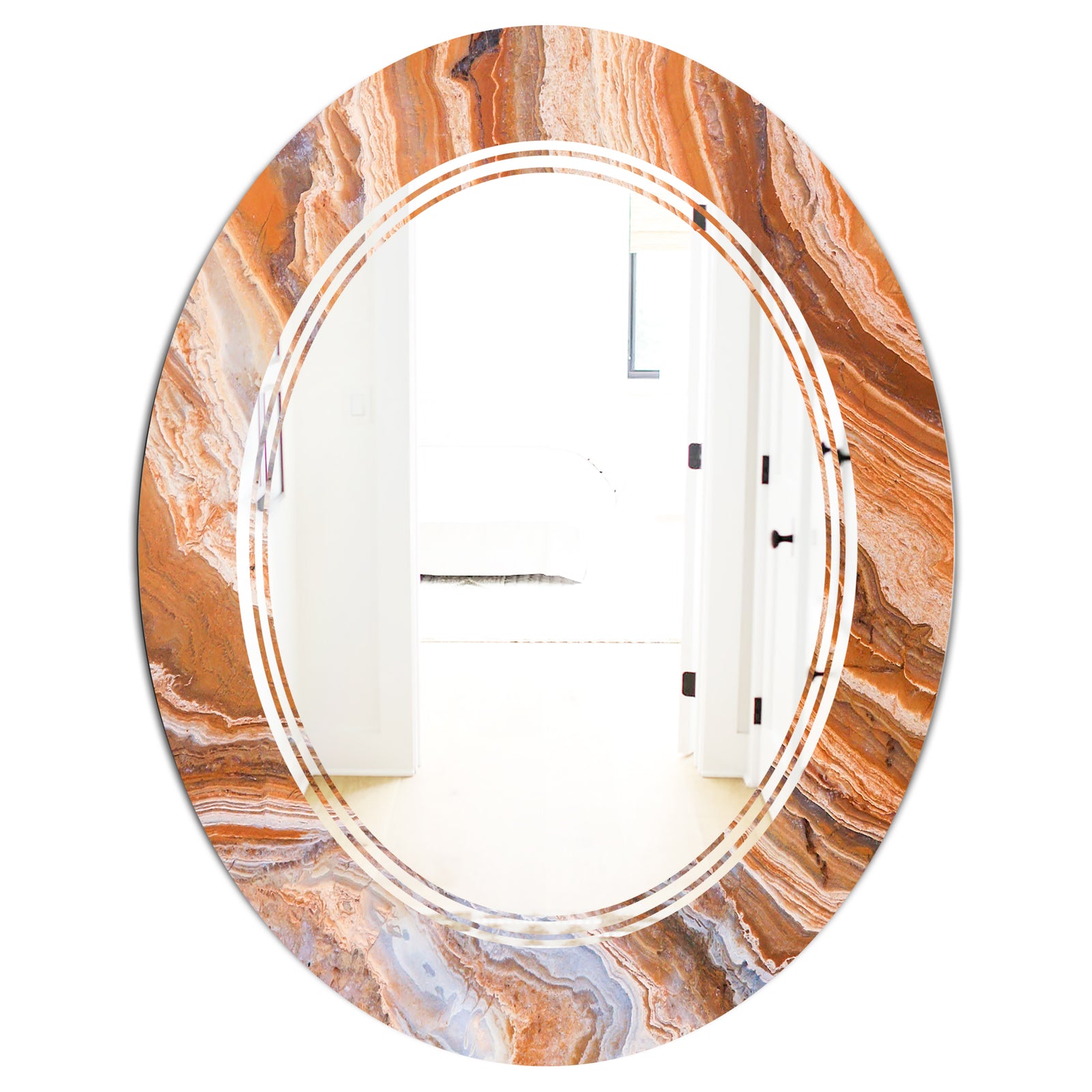 Marbled Geode 2 - Modern Round or Oval Wall Mirror - Triple C